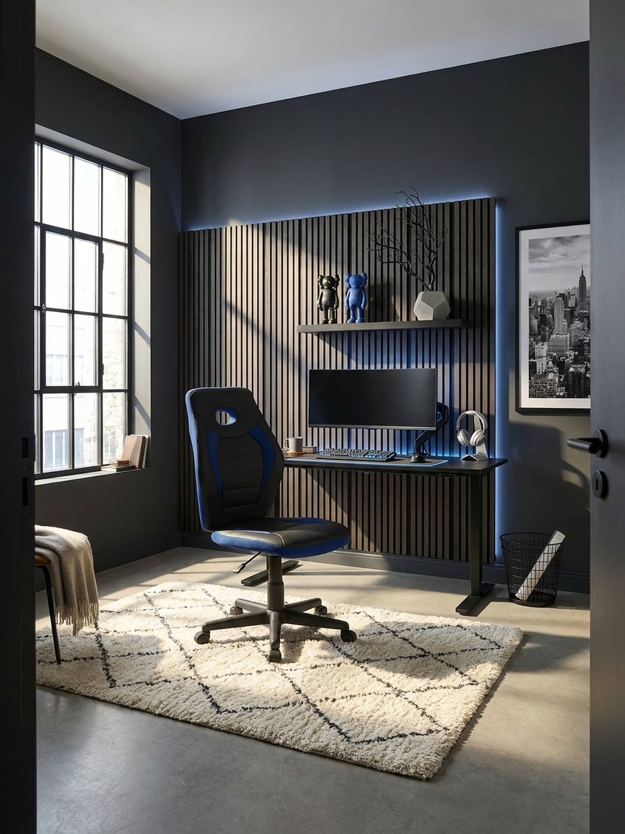 Kinderdrehstuhl Höhenverstellbar Ergonomisch Ohne Armlehne LUAN, Schwarz 63x63x103 cm