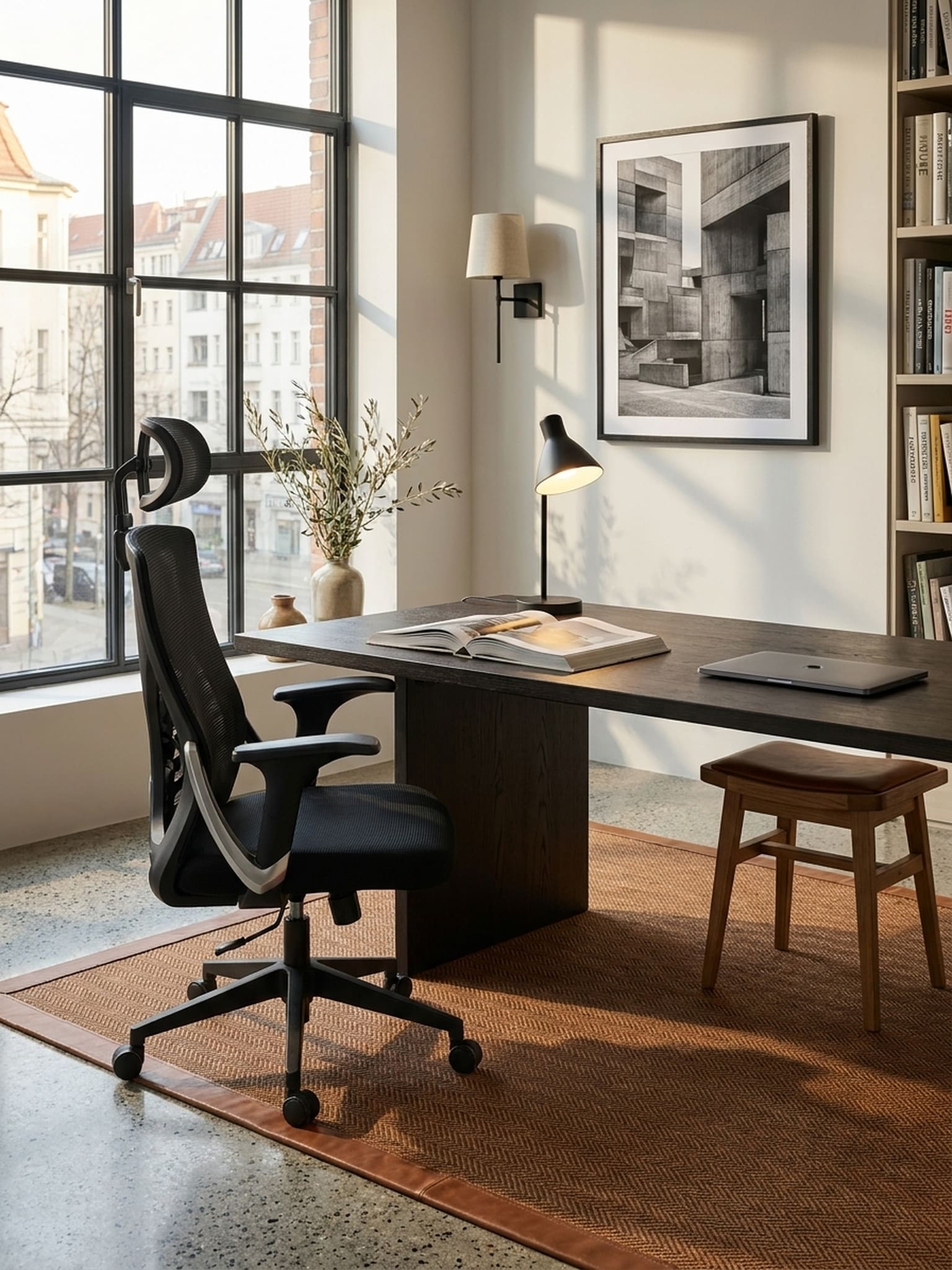 B&uuml;rostuhl Schwarz Mesh mit Kopfst&uuml;tze, Lendenst&uuml;tze, Wippfunktion und H&ouml;henverstellung, bis 120&nbsp;kg 