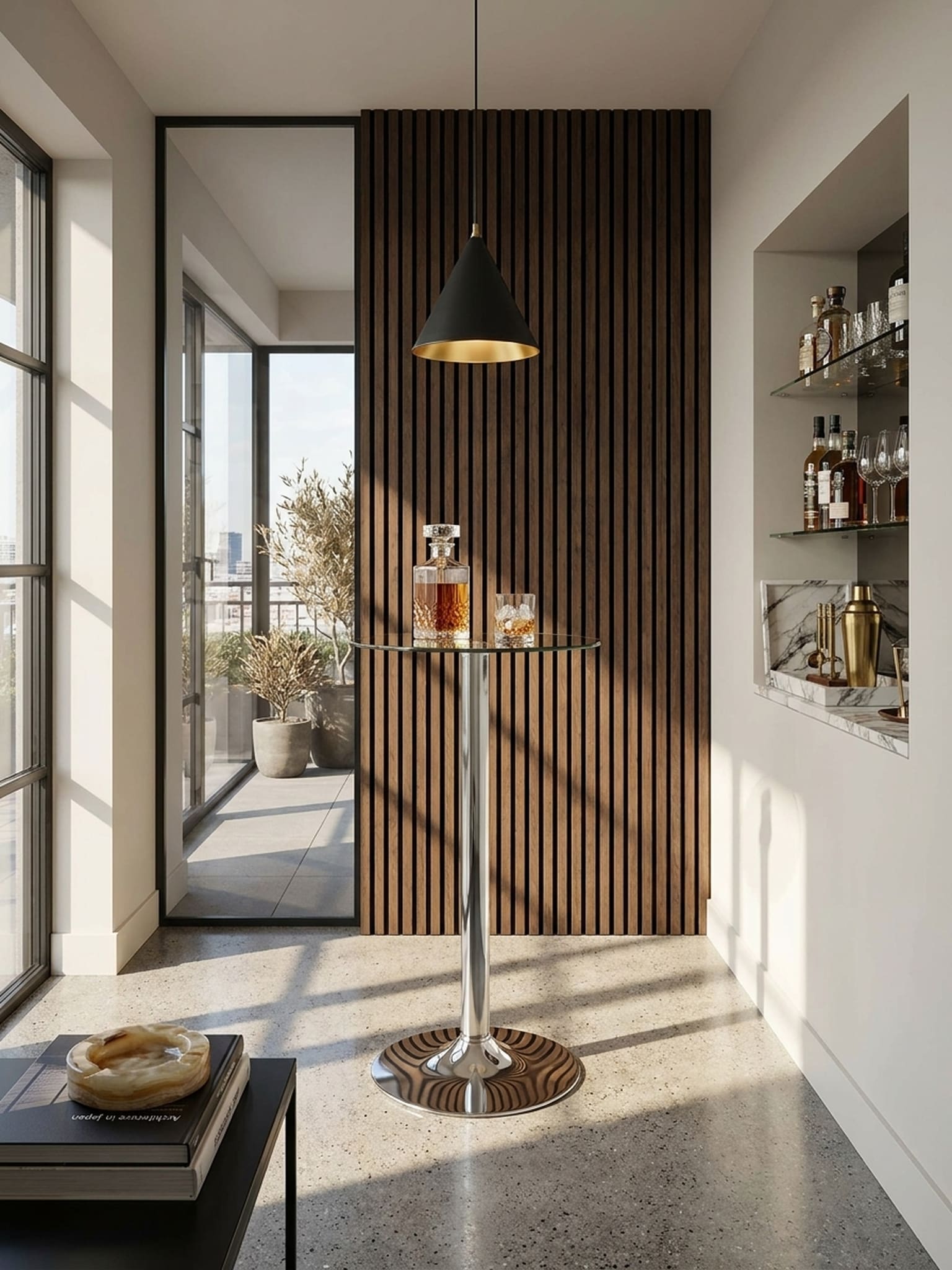 Stehtisch &ndash; &Oslash; 60 cm, 60x60x105 cm, Sicherheitsglas, Silber, Metall, modern 