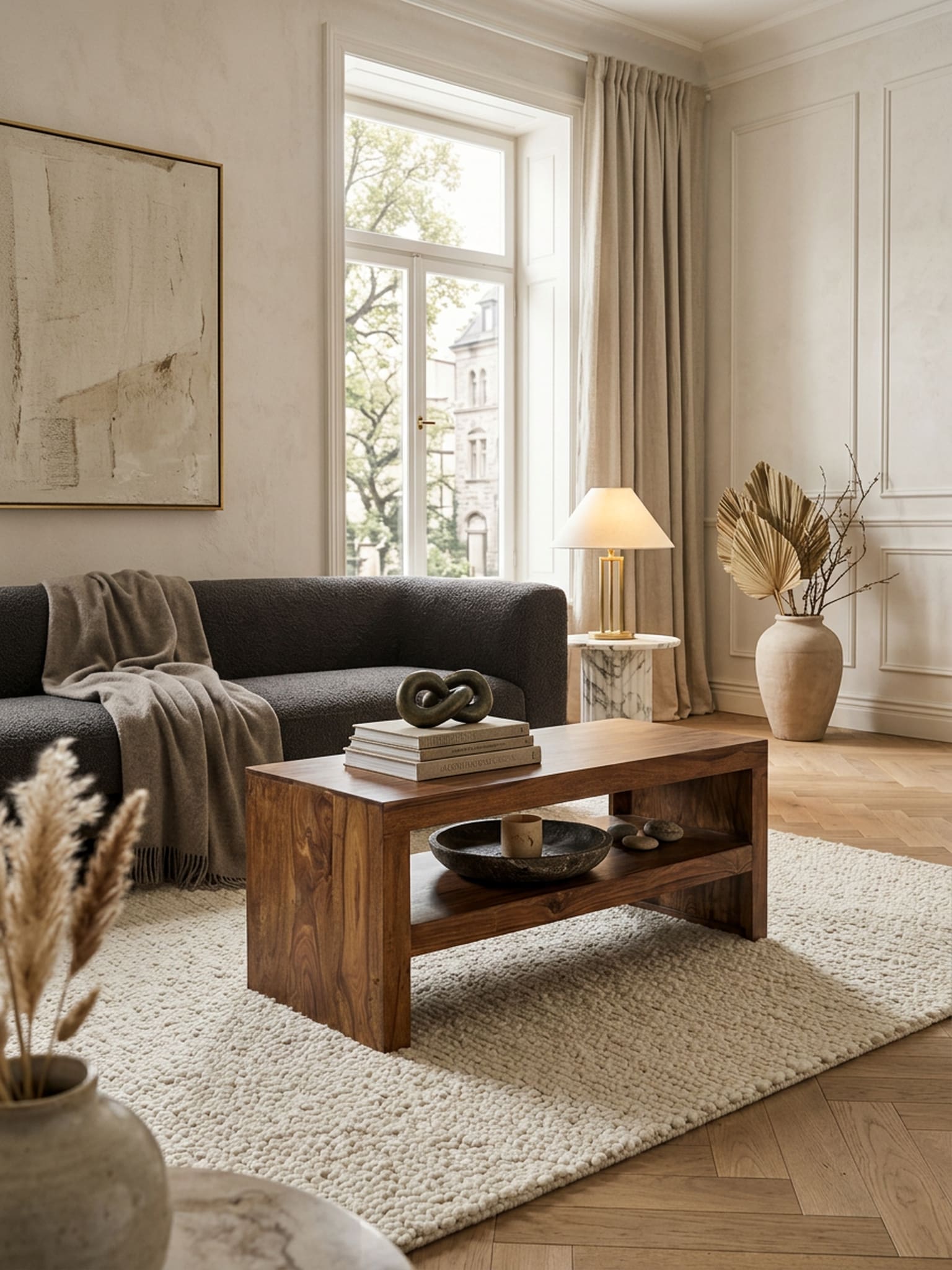Couchtisch Massivholz in Braun, Landhaus-Stil Design, 110cm Breite 