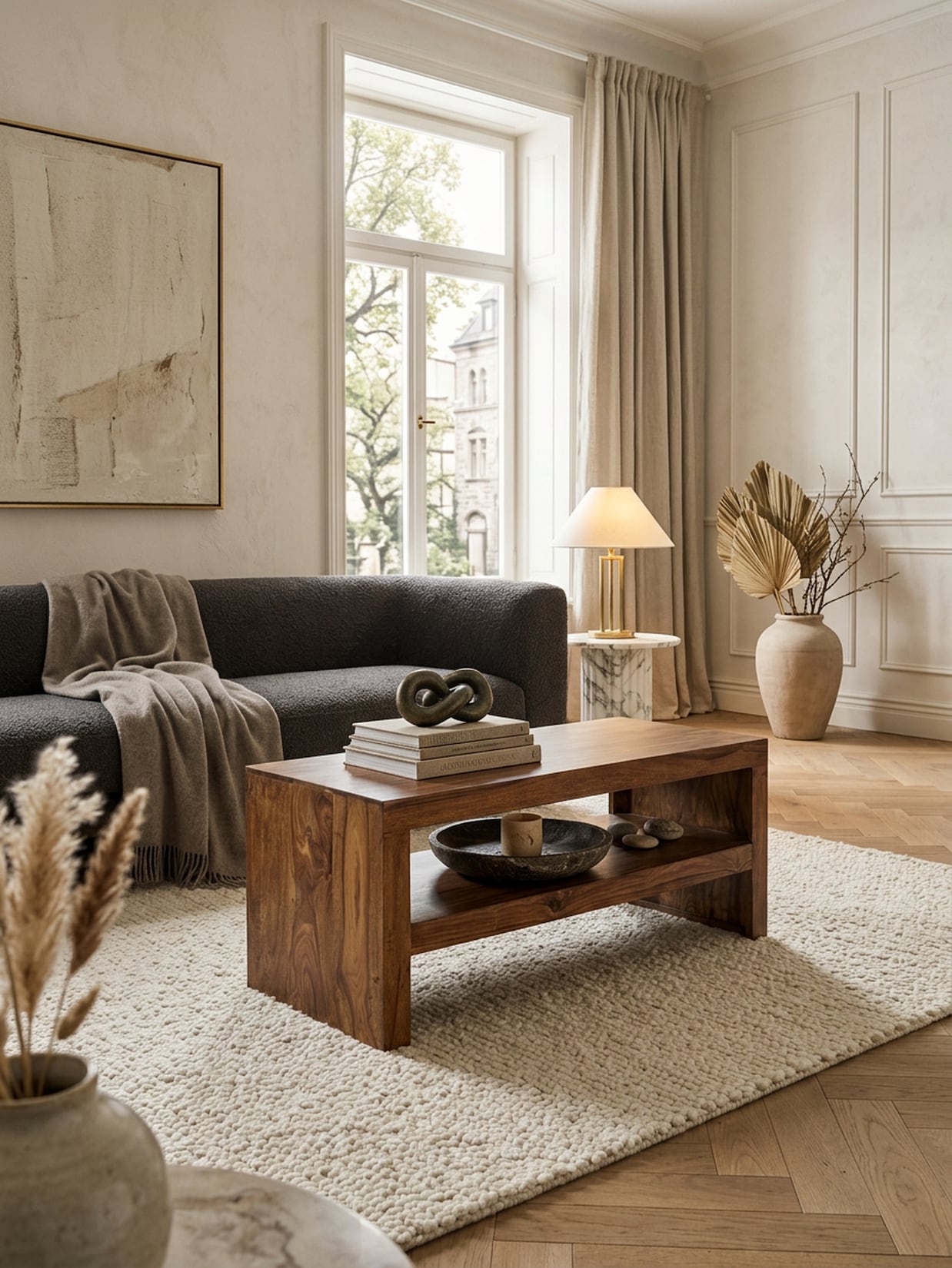 Couchtisch Massivholz in Braun, Landhaus-Stil Design, 110cm Breite