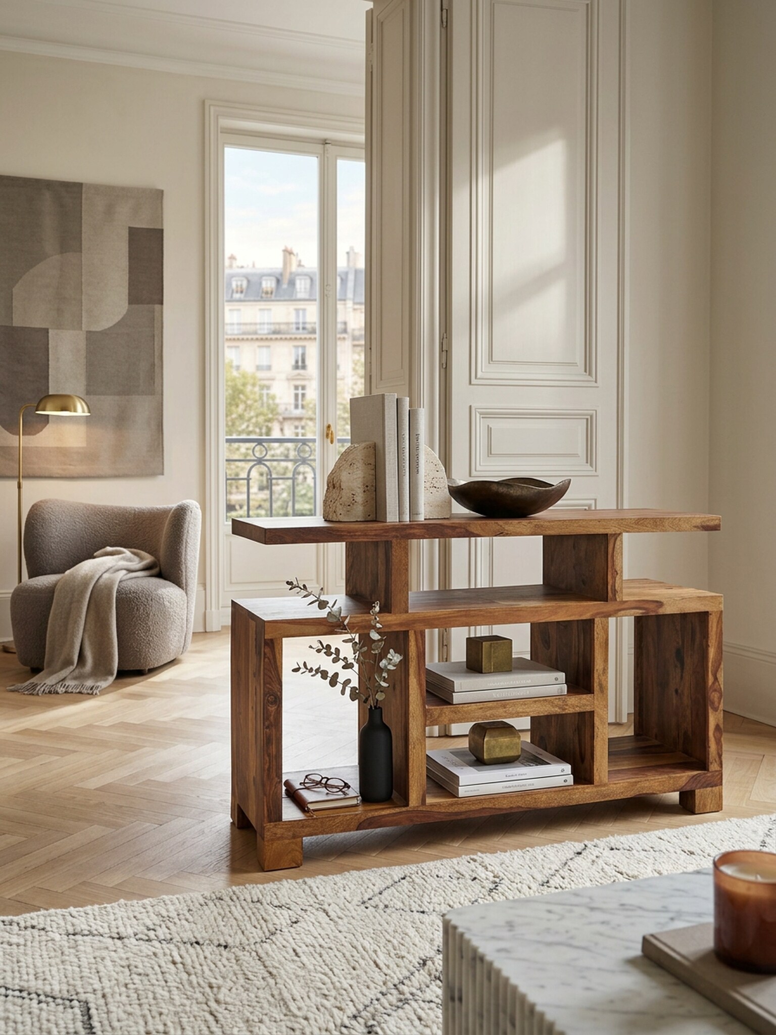 Sideboard &ndash; Mango Massivholz, 115x76x40&nbsp;cm, mit F&auml;chern 