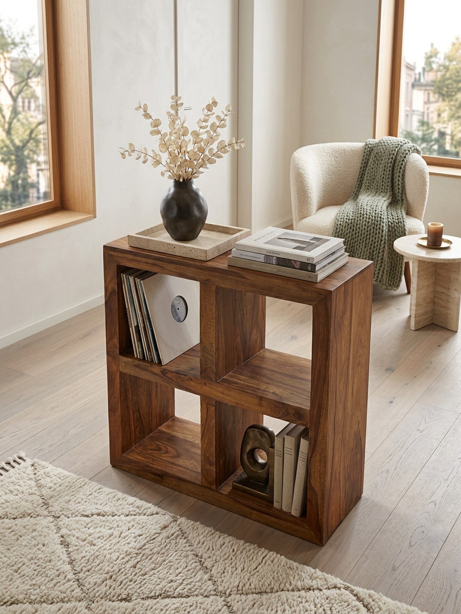 Standregal &ndash; Naturholz, Massiv, 82&nbsp;cm hoch, 4 B&ouml;den, Landhausstil 