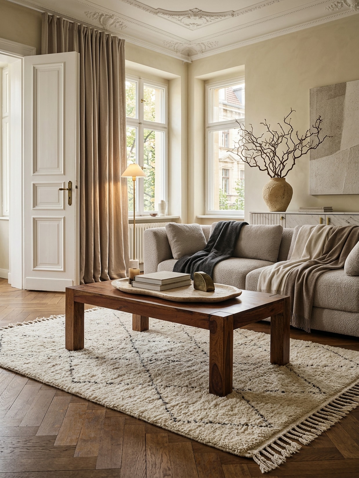 Couchtisch MUMBAI aus Massivholz im Landhaus-Stil mit natürlichem Design, Dunkelbraun 60x110x40 cm