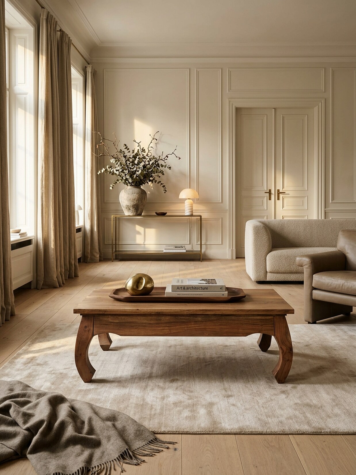 Couchtisch aus Massivholz im Landhausstil, natürliches Design, Dunkelbraun 110x60x40 cm