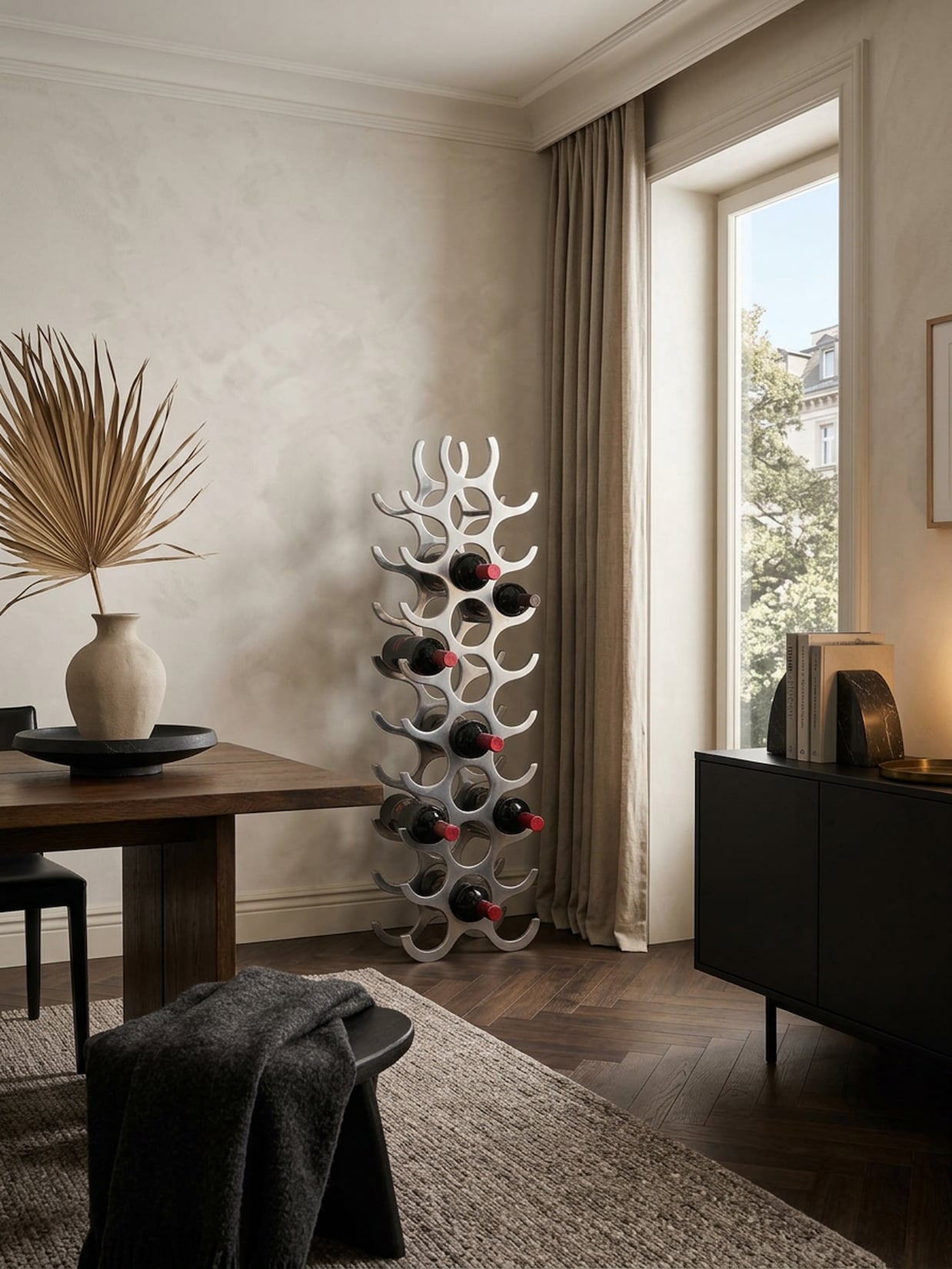 Weinregal Aluminium Modern Stil für 27 Flaschen stehend schmal 31x98x14cm
