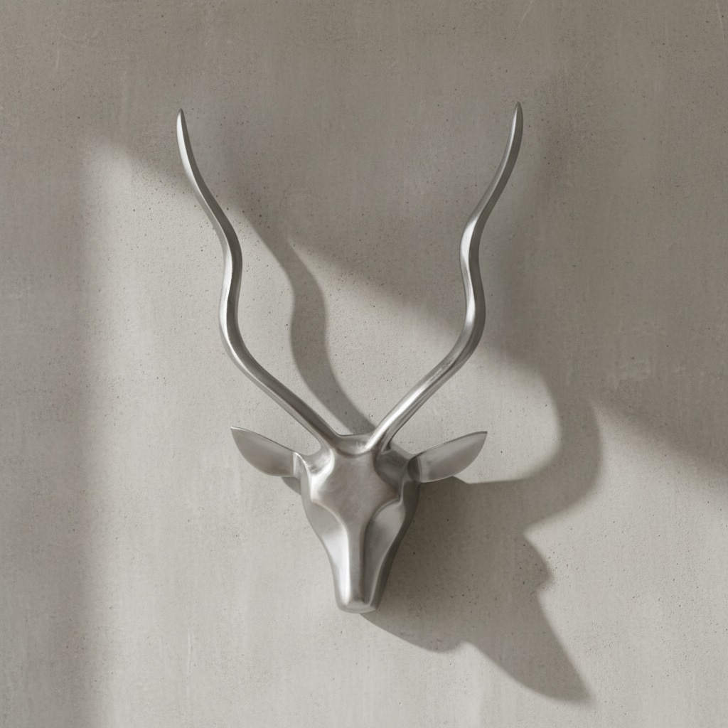 Wanddeko Hirschgeweih Aluminium silberfarben klein im Landhausstil 