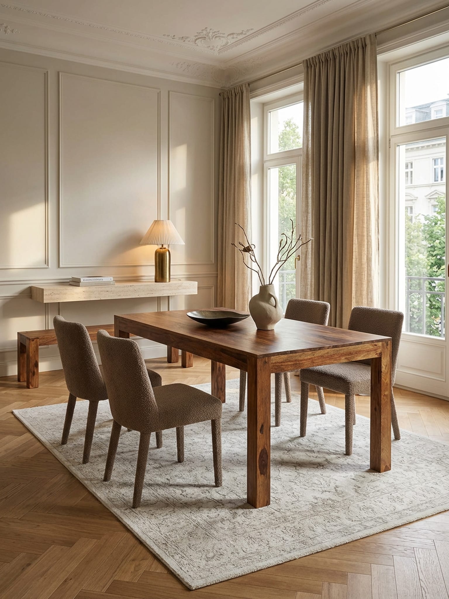 Esstisch Massivholz Rechteckig Zeitlos MUMBAI, Dunkelbraun 160x80x76 cm 