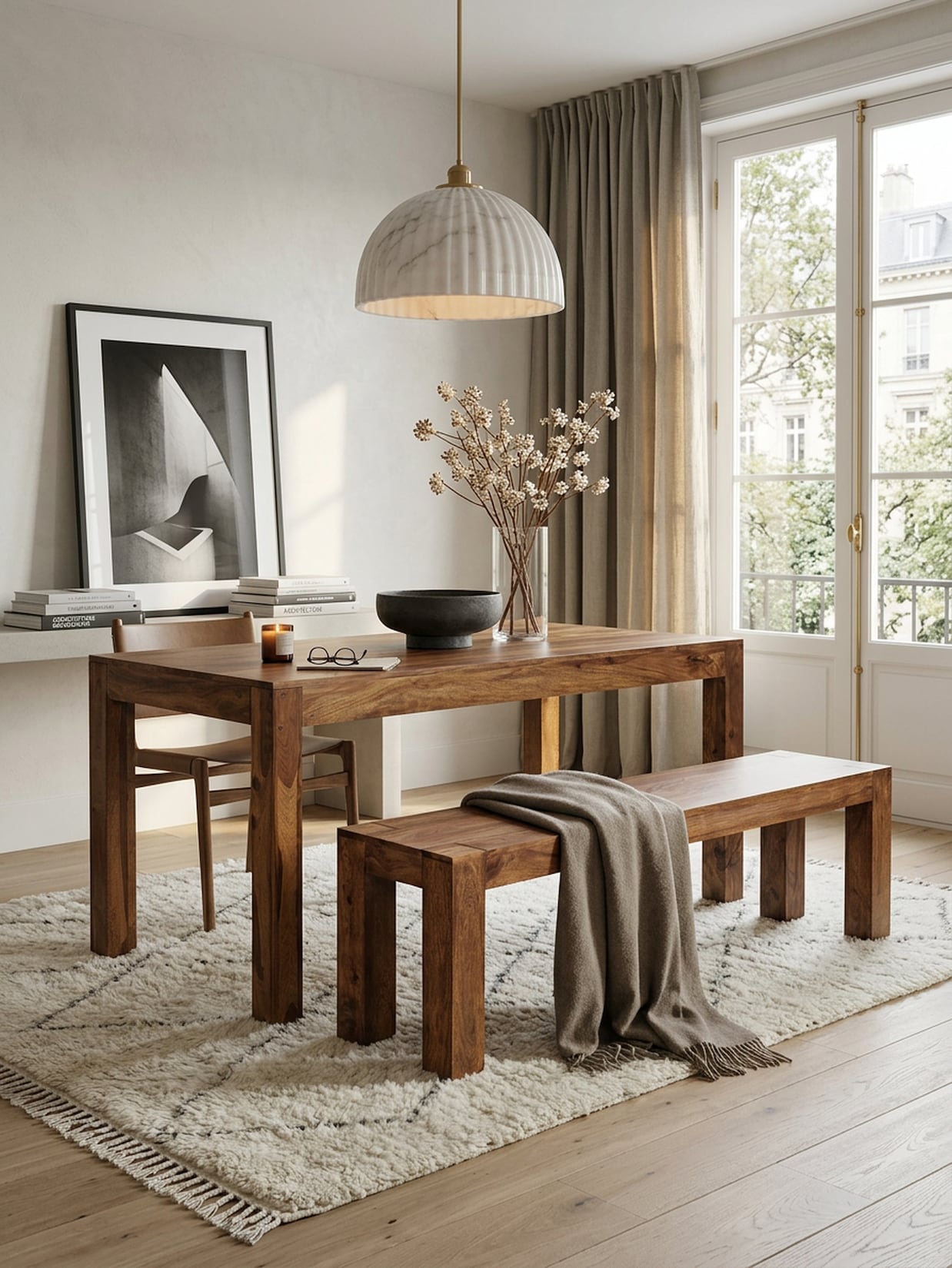 Esszimmerbank MUMBAI Massivholz Landhausstil, Dunkelbraun 160x35x45 cm