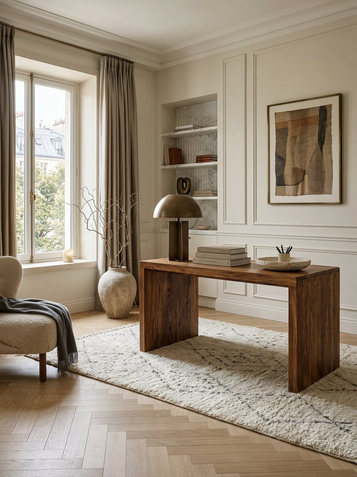 Schreibtisch Massivholz Ablage Landhausstil BOHA, Dunkelbraun 160x80x76 cm