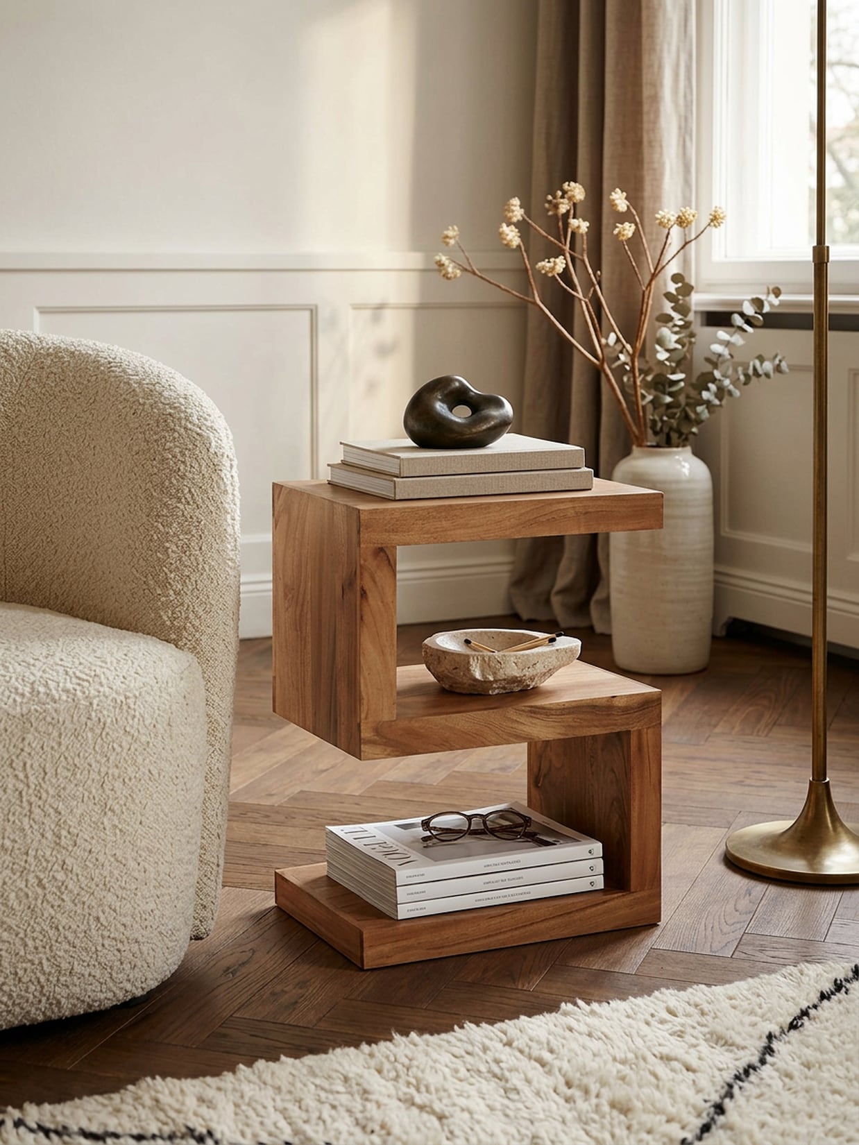 Beistelltisch Massivholz S Cube Landhausstil Design MUMBAI, Akazie 30x44x60 cm