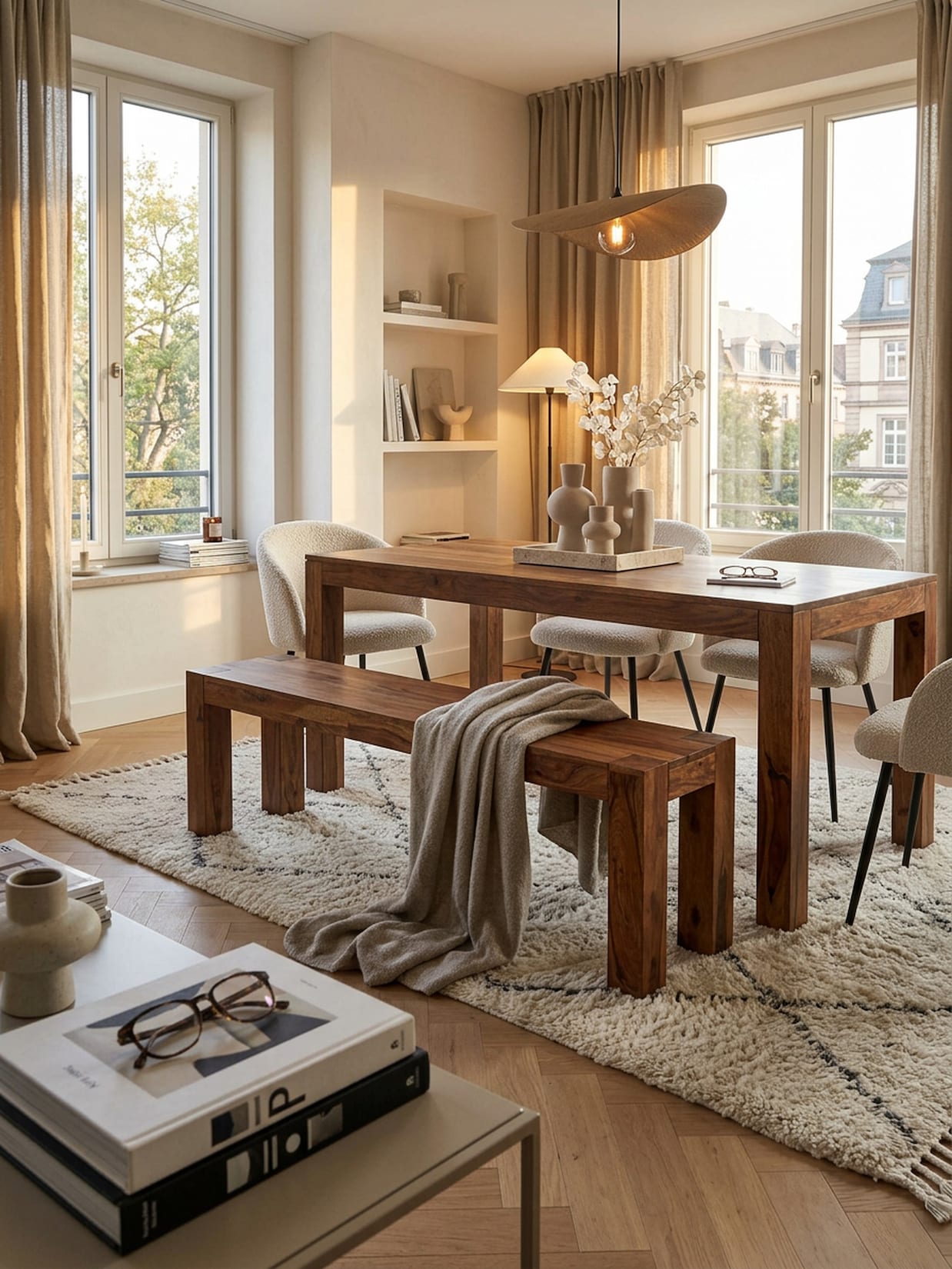 Esszimmerbank MUMBAI Massivholz Landhausstil, Dunkelbraun 140x35x45 cm