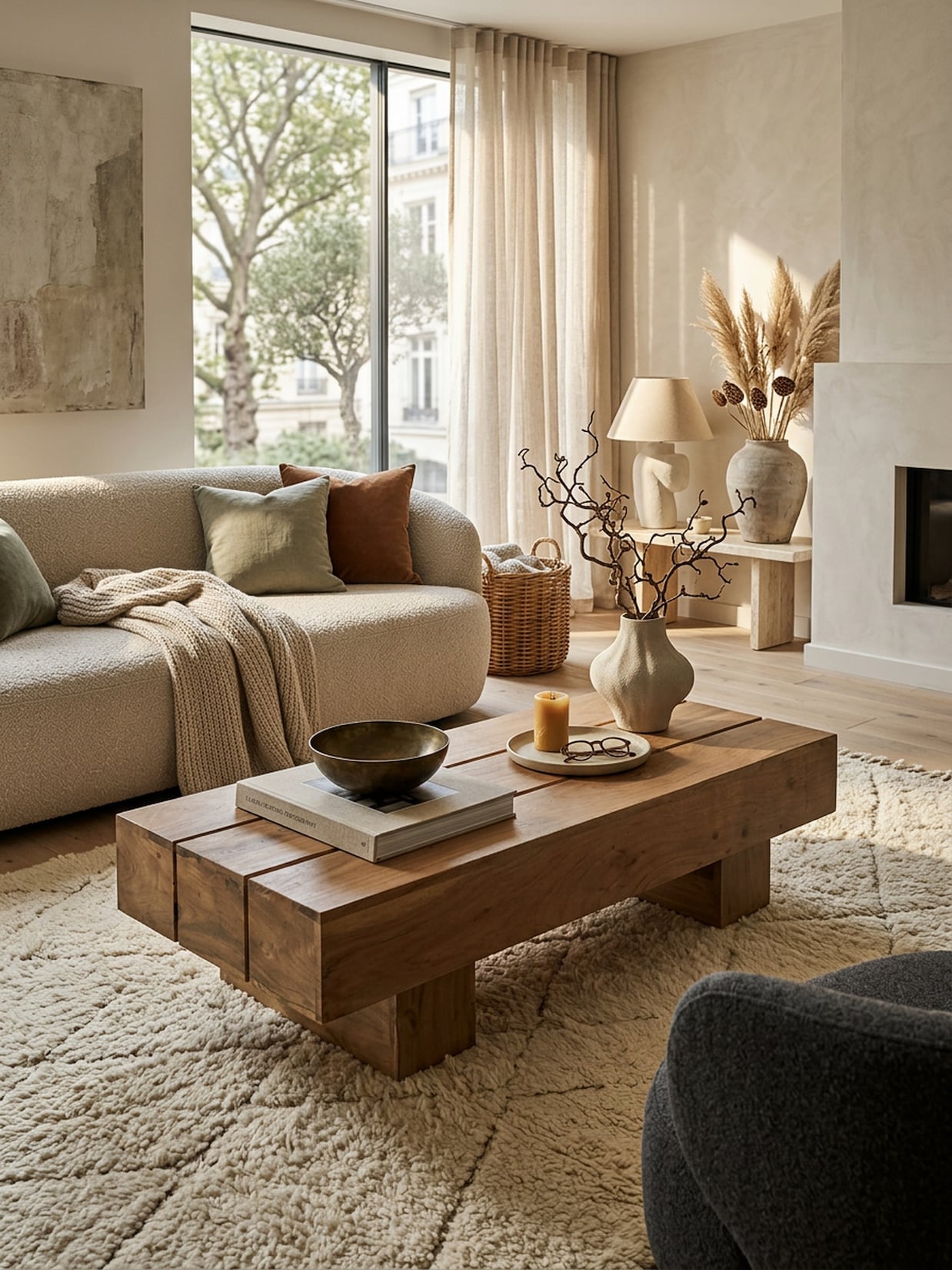 Couchtisch aus Massivholz – Landhausstil für das Wohnzimmer, Akazie 45x120x30 cm