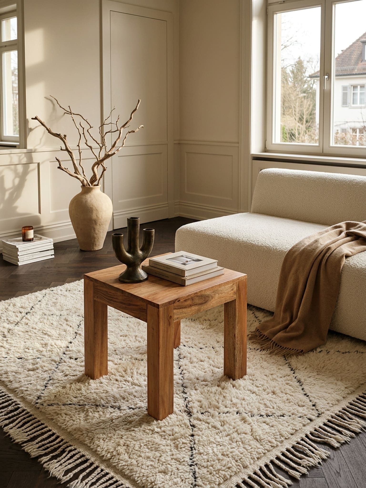 Beistelltisch Massivholz Landhausstil Design MUMBAI, Akazie 45x45x40 cm 