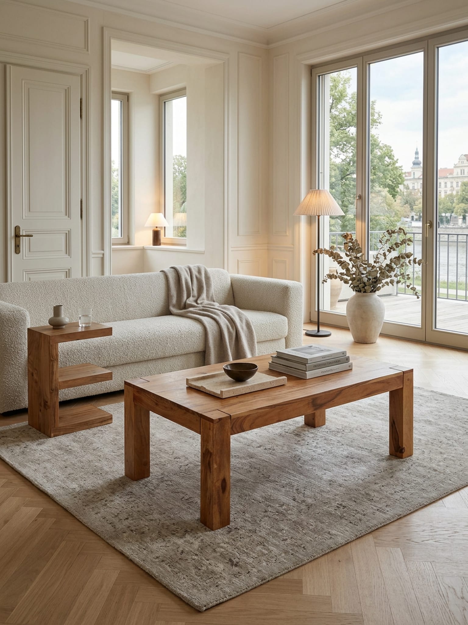 Couchtisch MUMBAI aus Massivholz im Landhaus-Stil mit nat&uuml;rlichem Design, Akazie 60x110x40 cm 