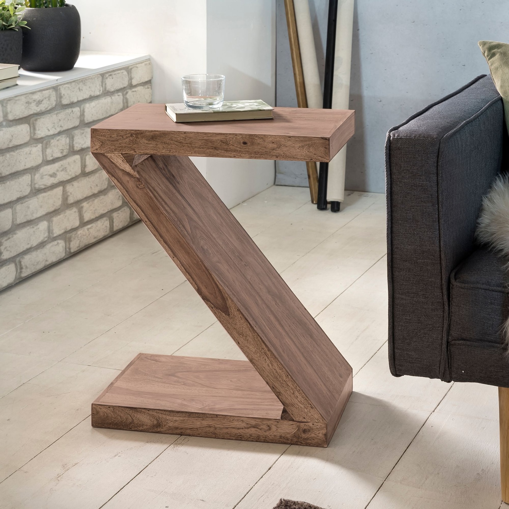 Beistelltisch Massivholz Z Cube Landhausstil Design MUMBAI, Akazie 30x44x59 cm