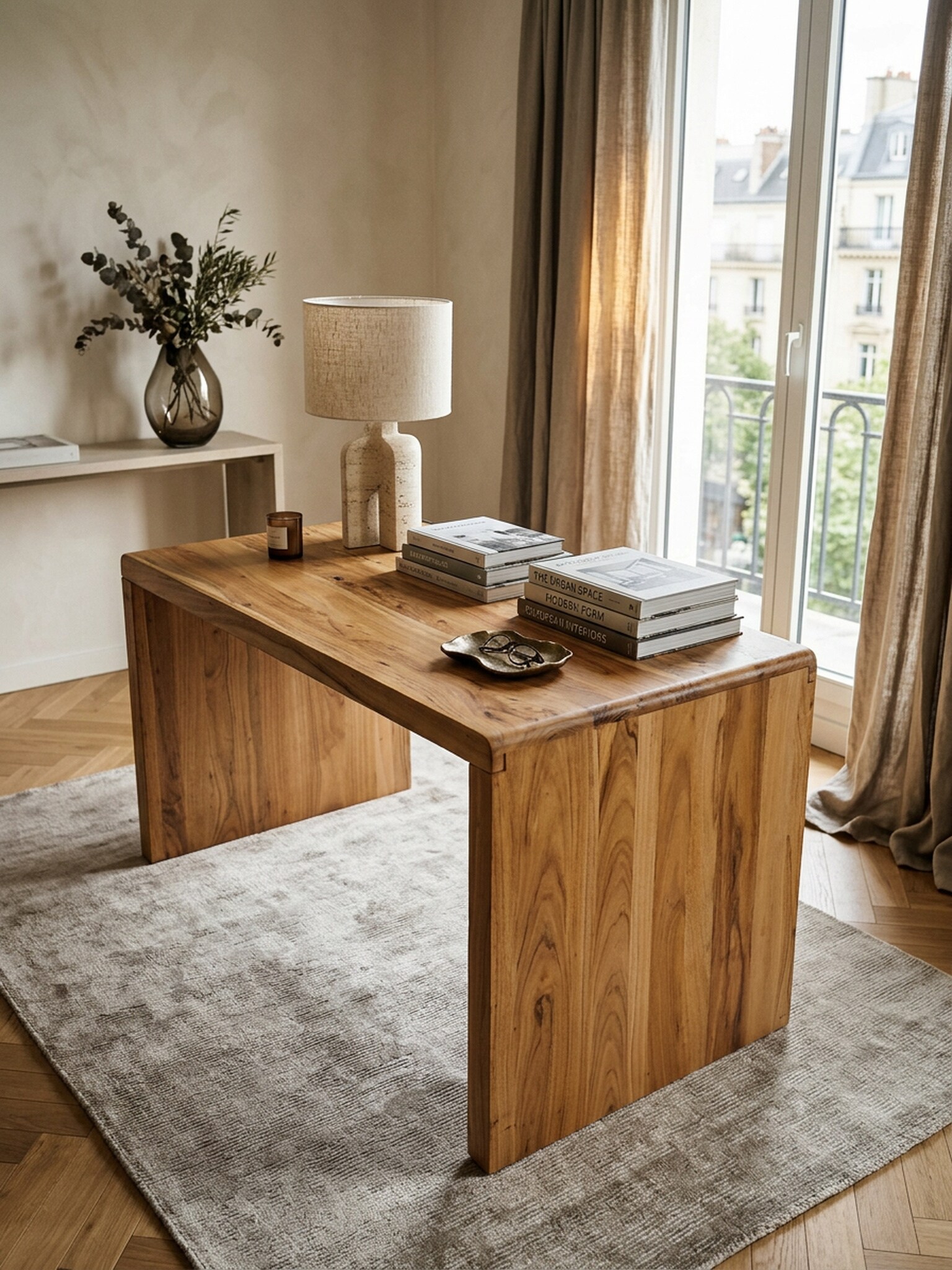 Schreibtisch Massivholz Ablage Landhausstil BOHA, Akazie 140x80x76 cm 