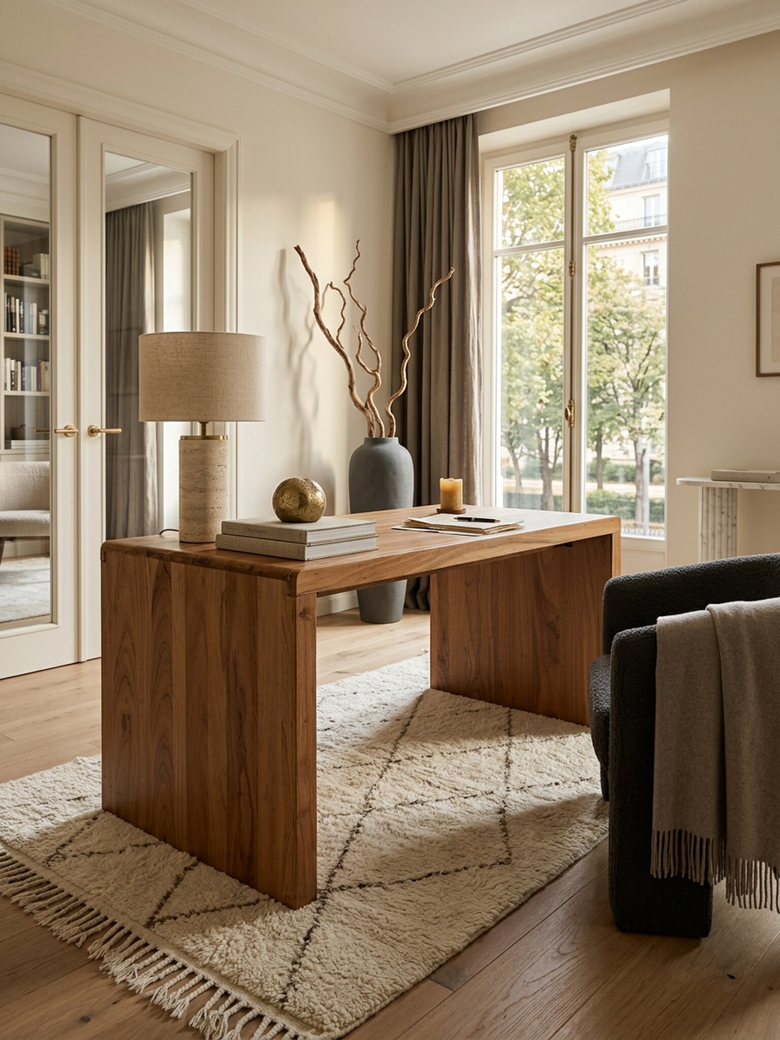 Schreibtisch Massivholz Ablage Landhausstil BOHA, Akazie 80x160x76 cm 