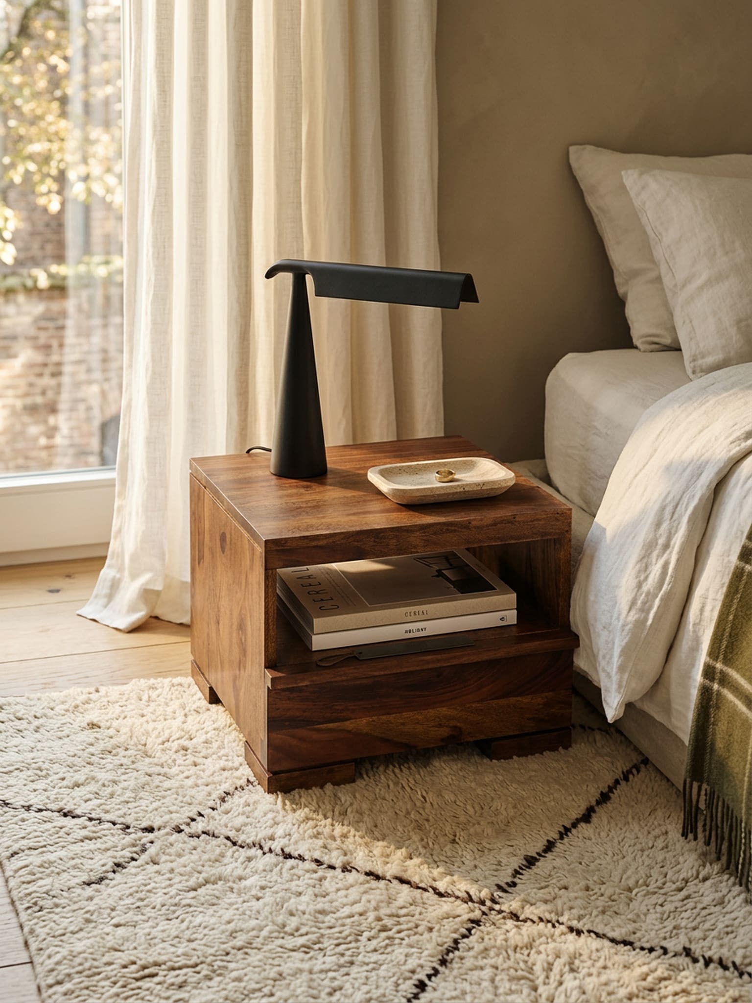 Nachttisch Massivholz Schublade Ablage Landhausstil MUMBAI, Dunkelbraun 40x40x30 cm bei Marktkauf online bestellen