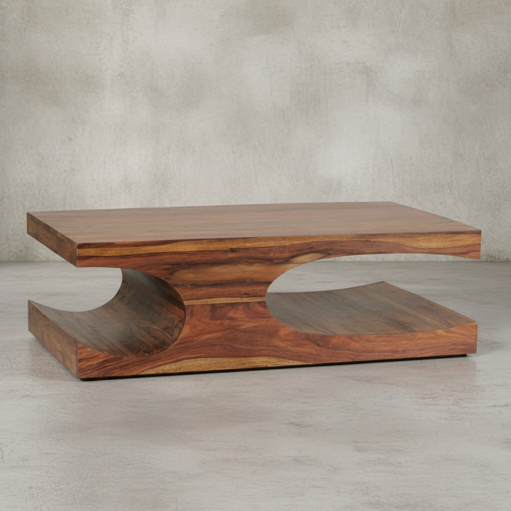 Couchtisch BOHA aus Massivholz im Landhausstil mit Designelementen, Dunkelbraun 118x70x38 cm