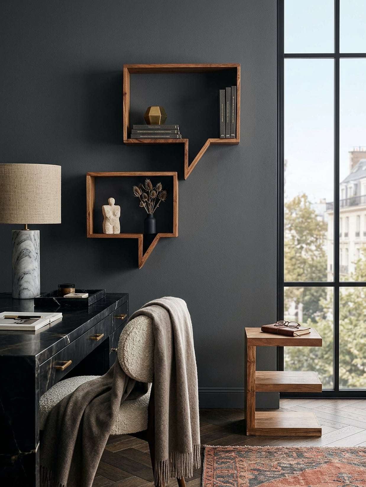 Wandregal Set MUMBAI Massivholz Hängend Landhausstil, Akazie 50x13x49 cm