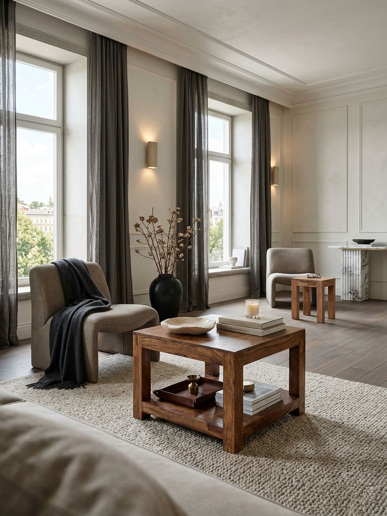 Couchtisch MUMBAI aus Massivholz – Landhausstil im kompakten Design, Dunkelbraun 60x60x45 cm