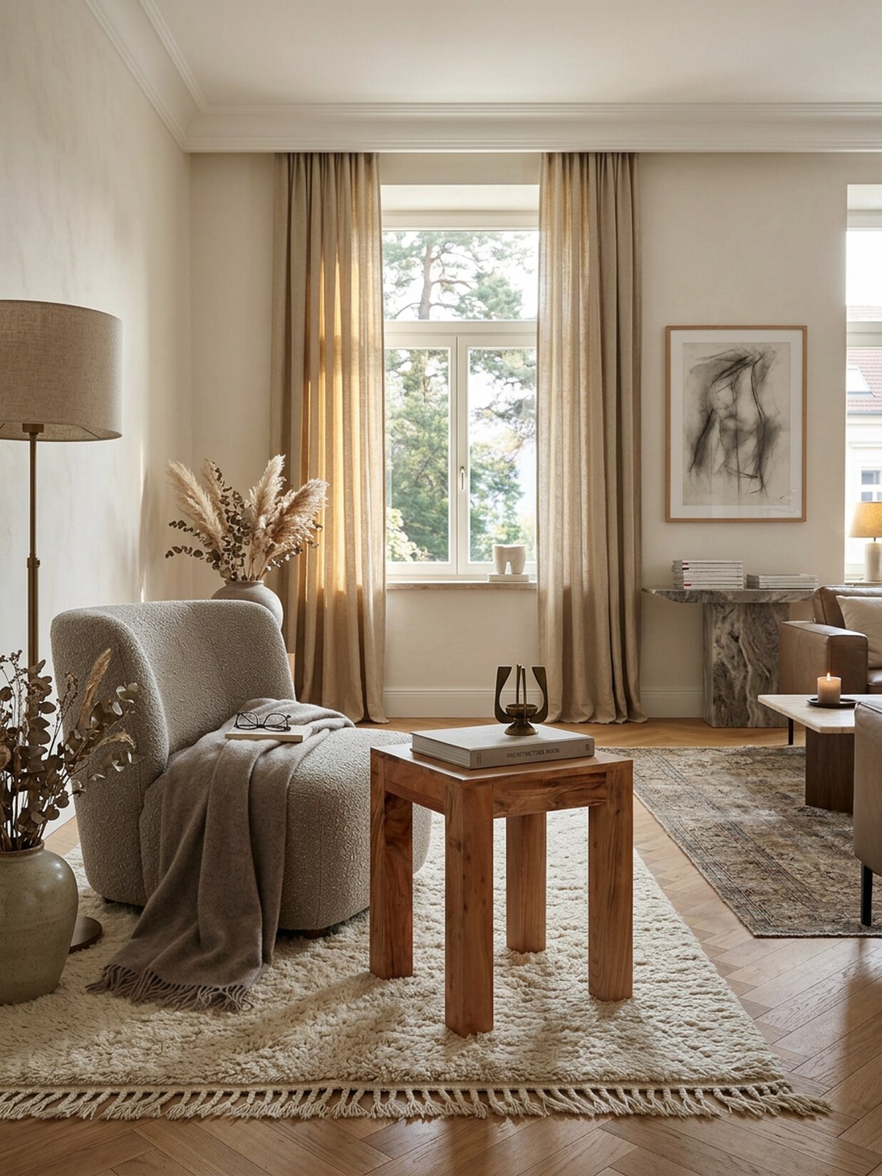 Beistelltisch Massivholz Landhausstil Design MUMBAI, Akazie 35x35x45 cm
