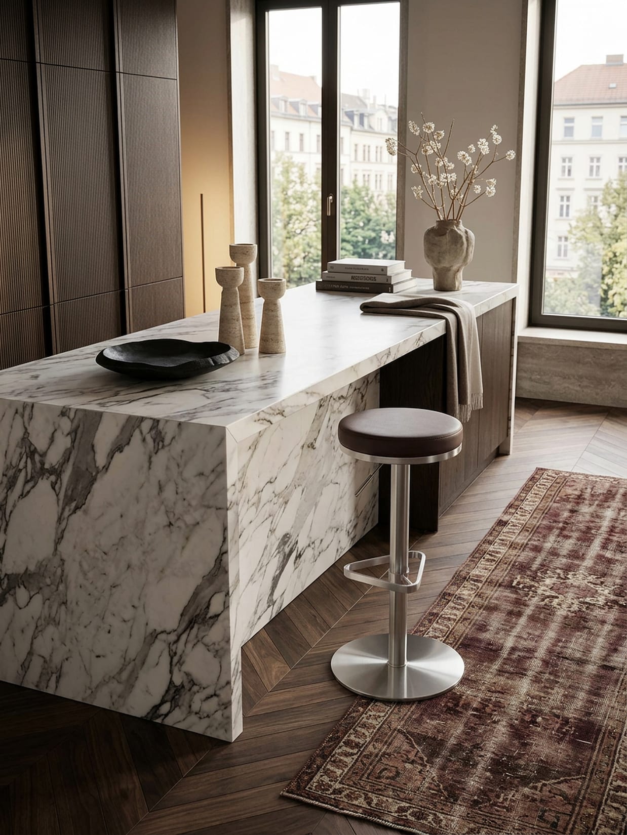 Barhocker Edelstahl Höhenverstellbar Drehbar Standfuß Gepolstert, Braun 38x38x82 cm