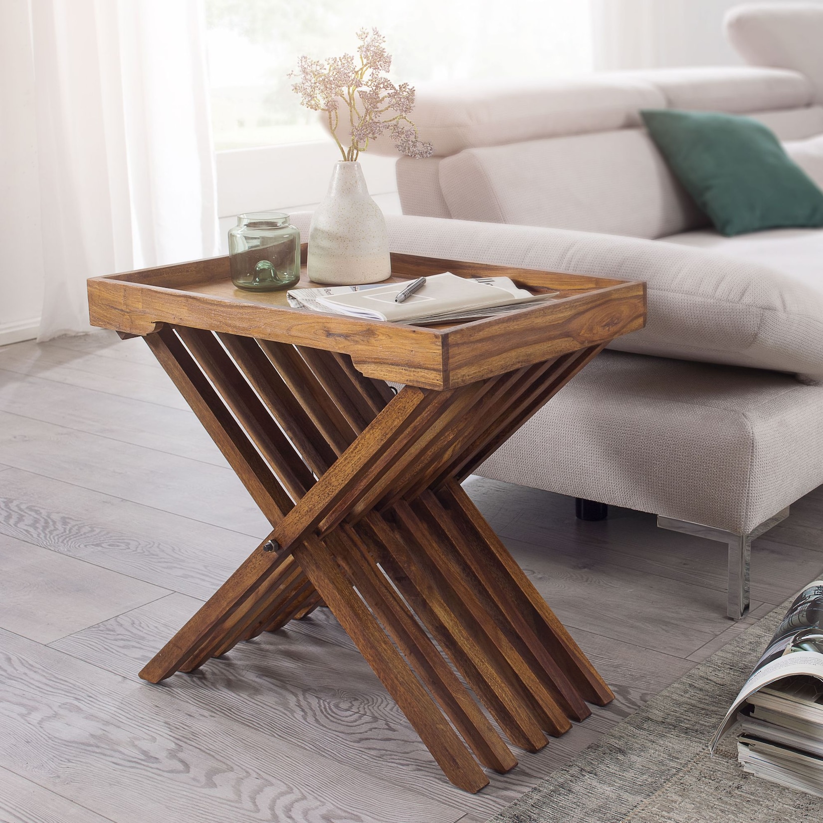 Beistelltisch – Massivholz Klappbar 55x38 cm Landhaus