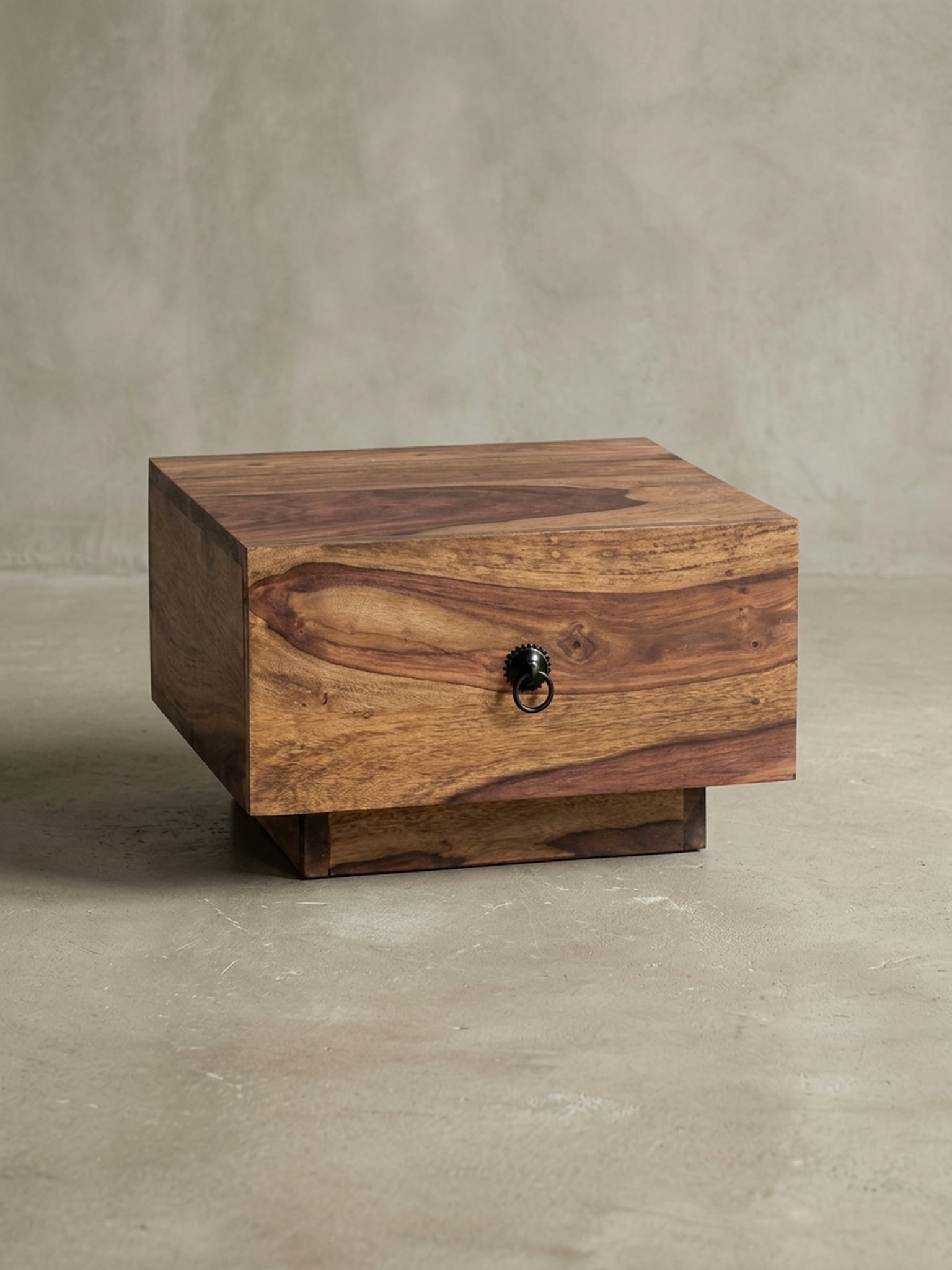 Nachttisch Massivholz Schublade Modern MUMBAI, Dunkelbraun 40x40x25 cm 