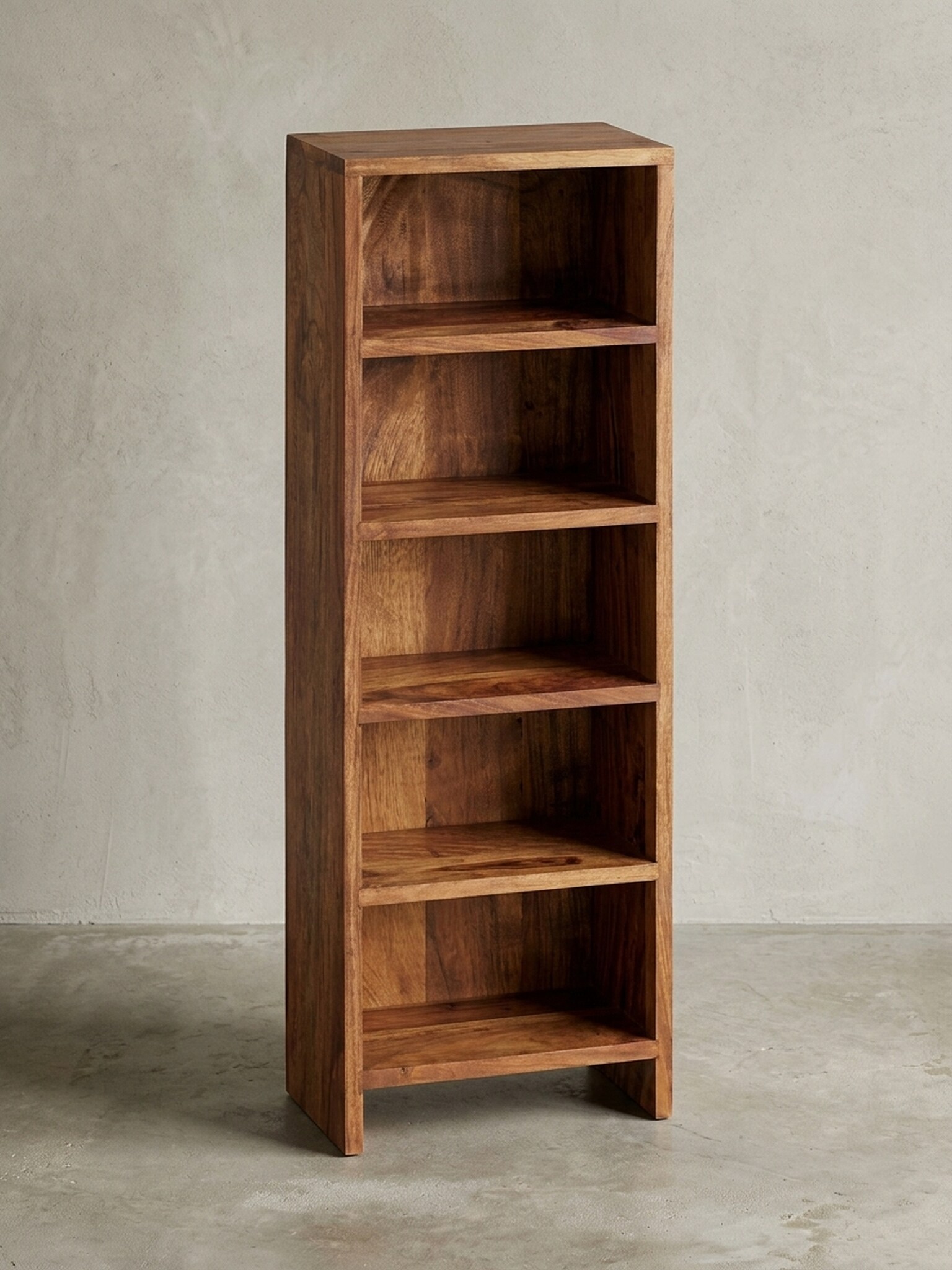 CD-Regal Massivholz 5 F&auml;cher Landhausstil MUMBAI, Dunkelbraun 30x17x90 cm 