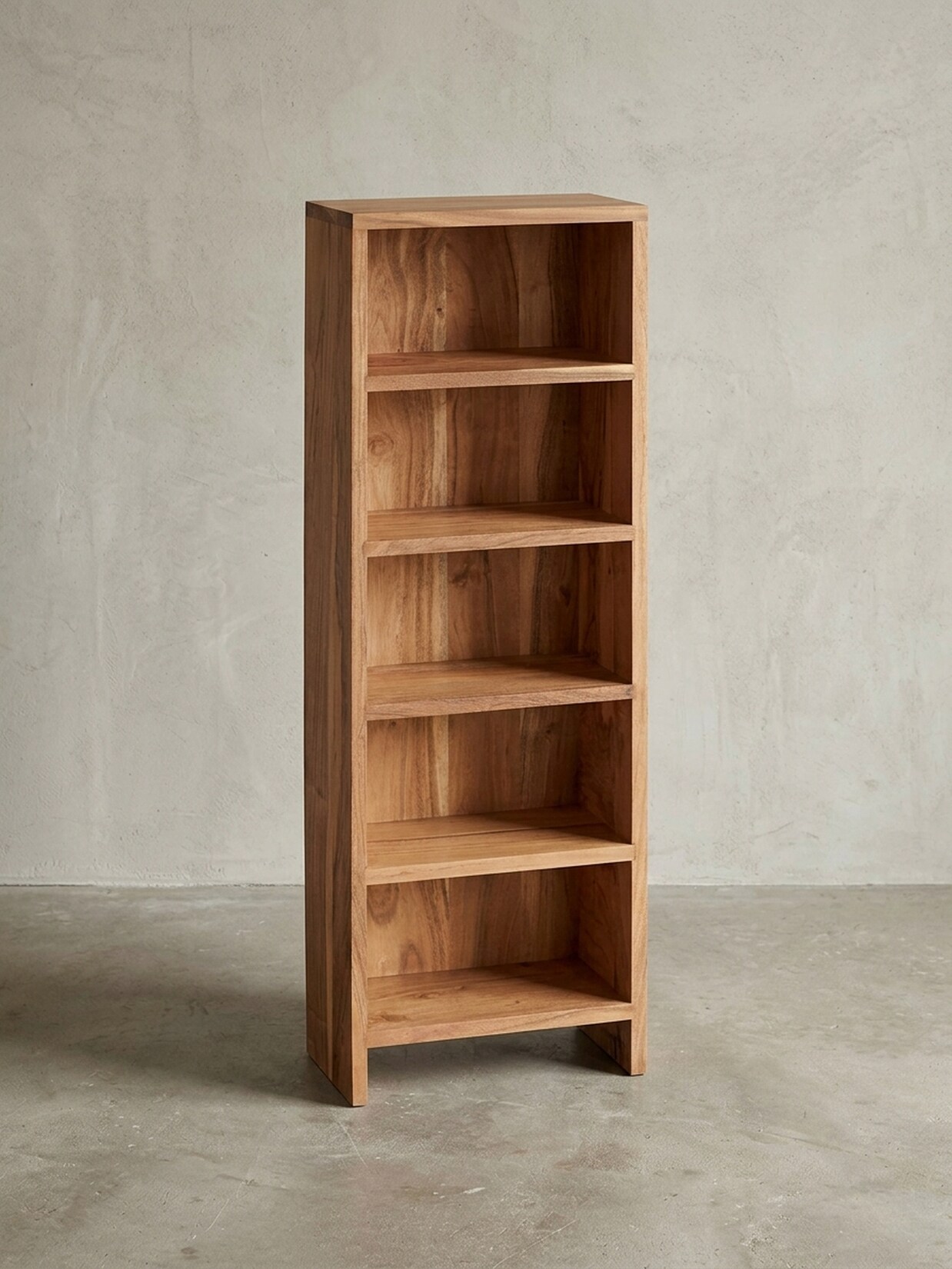 CD-Regal Massivholz 5 Fächer Landhausstil MUMBAI, Akazie 30x17x90 cm