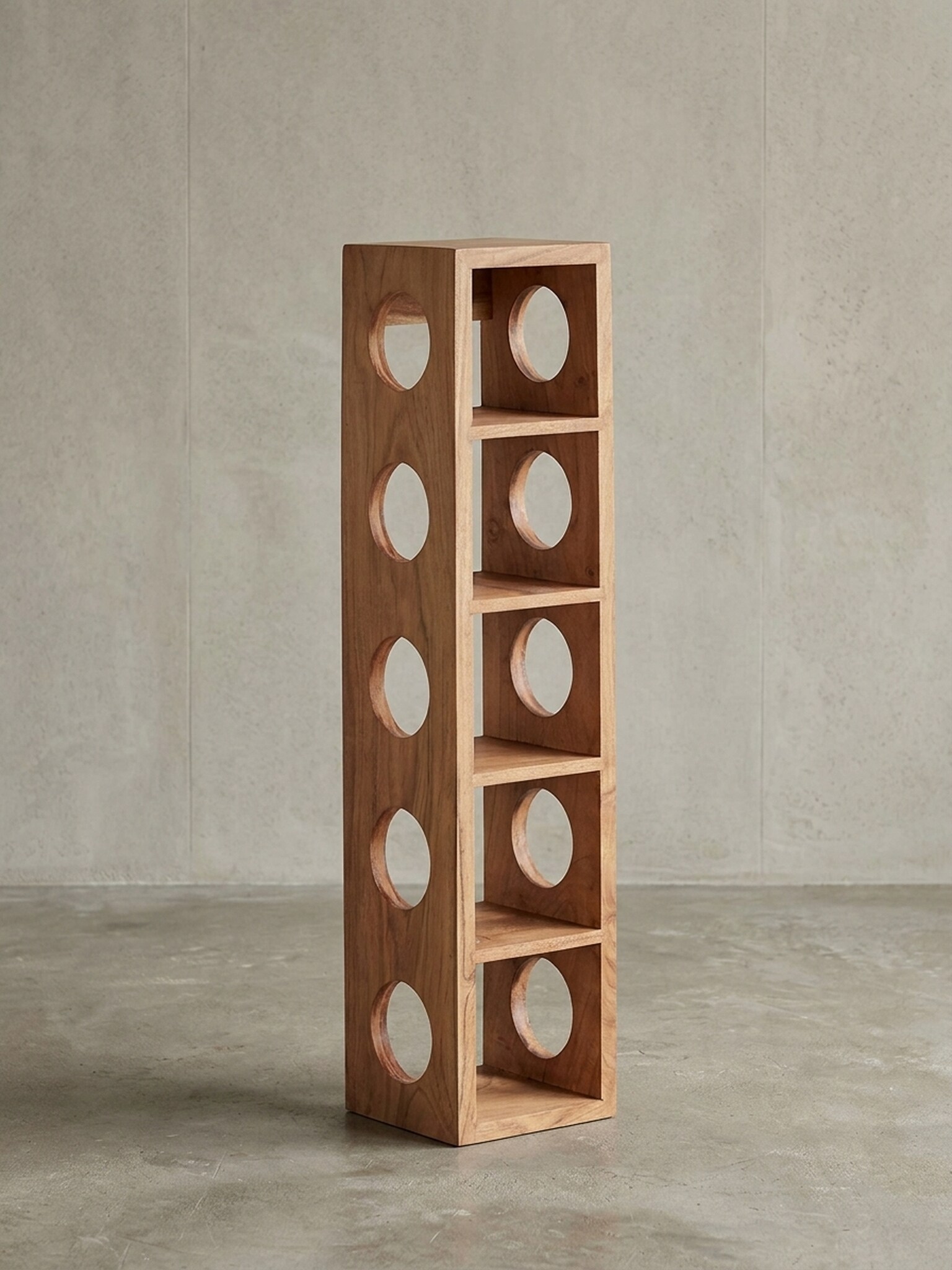 Weinregal MUMBAI Massivholz mit Ablage Wandmontage Modern, Akazie 15x15x70 cm 