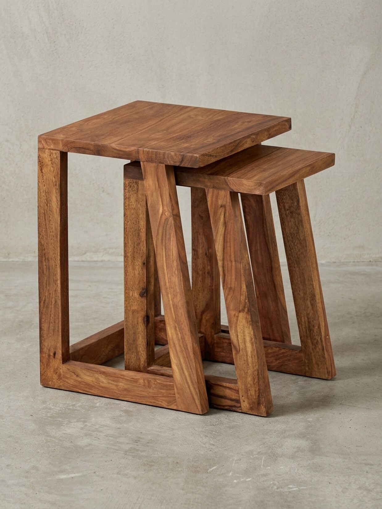 Beistelltisch Set – 2-teilig Massivholz eckig Landhaus