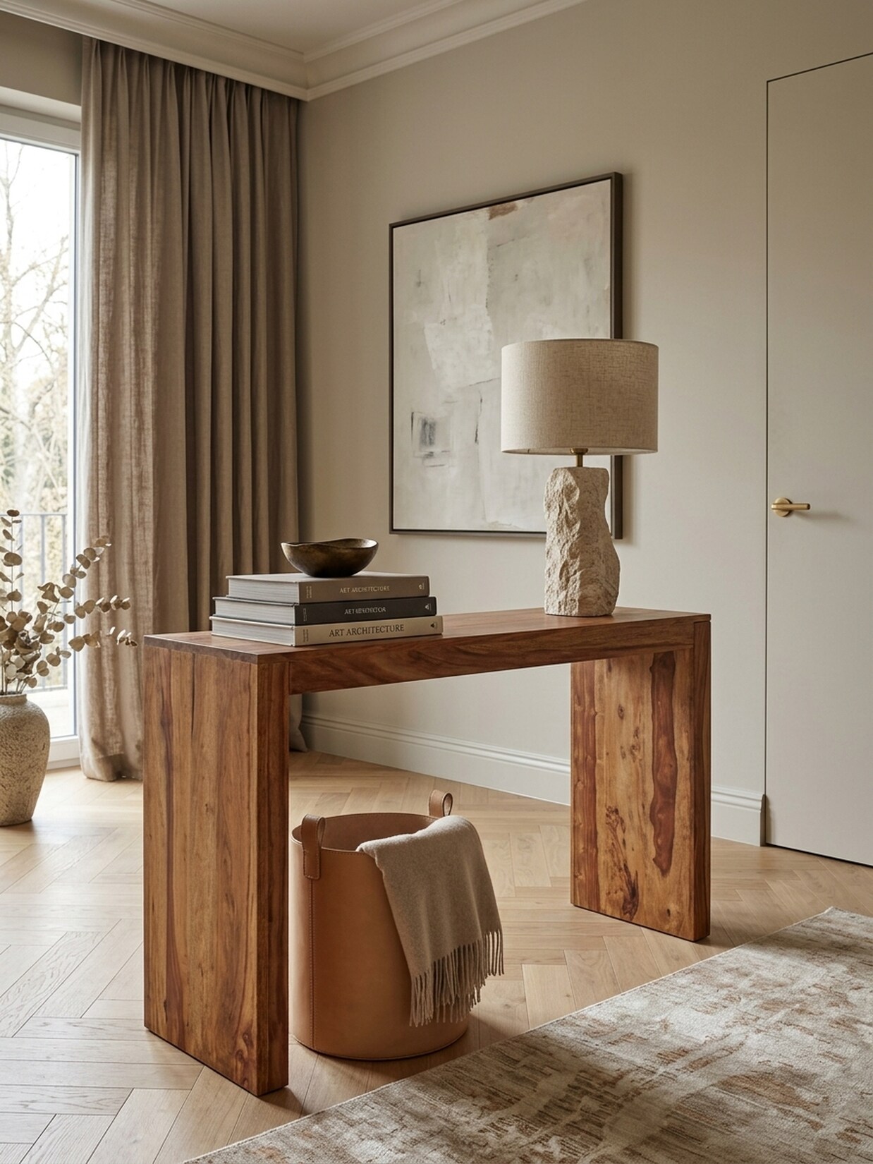 Konsolentisch – Massivholz, 115x40x75 cm, schmal, mit Schubladen
