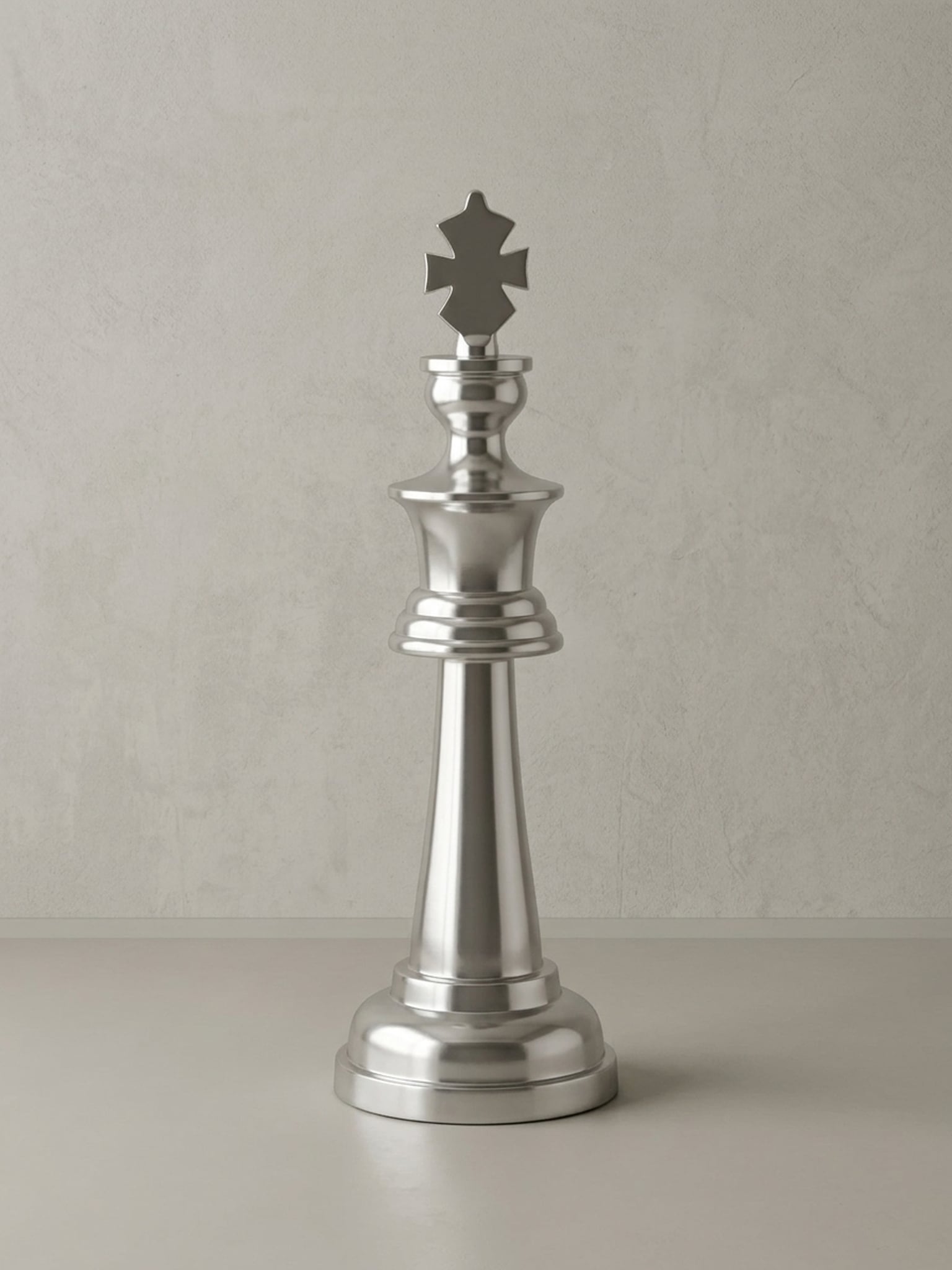 Dekofigur Schachfigur K&ouml;nig Aluminium poliert 70 cm XXL 