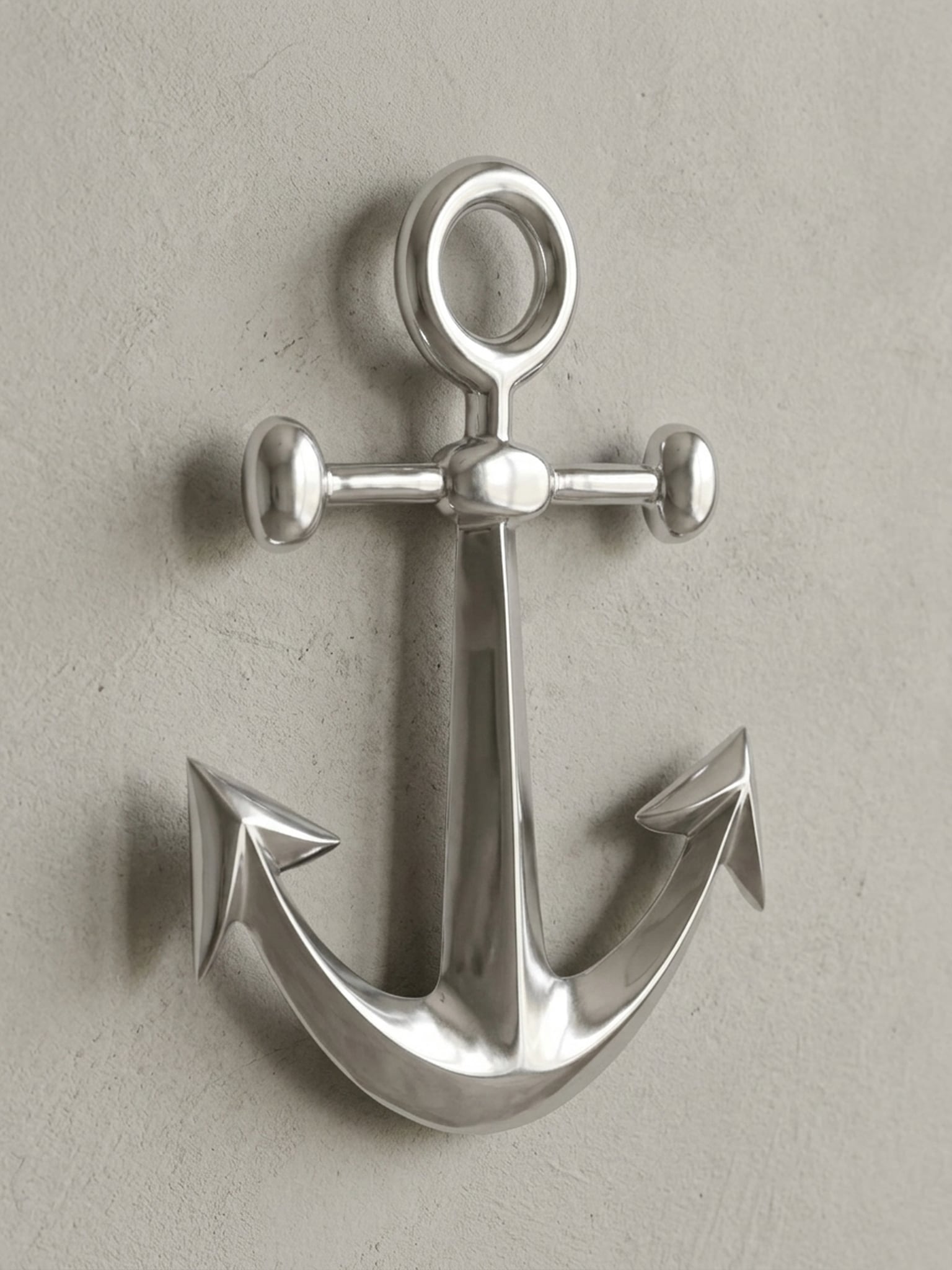 Wanddeko Dekofigur Anker Aluminium silberfarben poliert 62,5 cm im maritimen Stil 