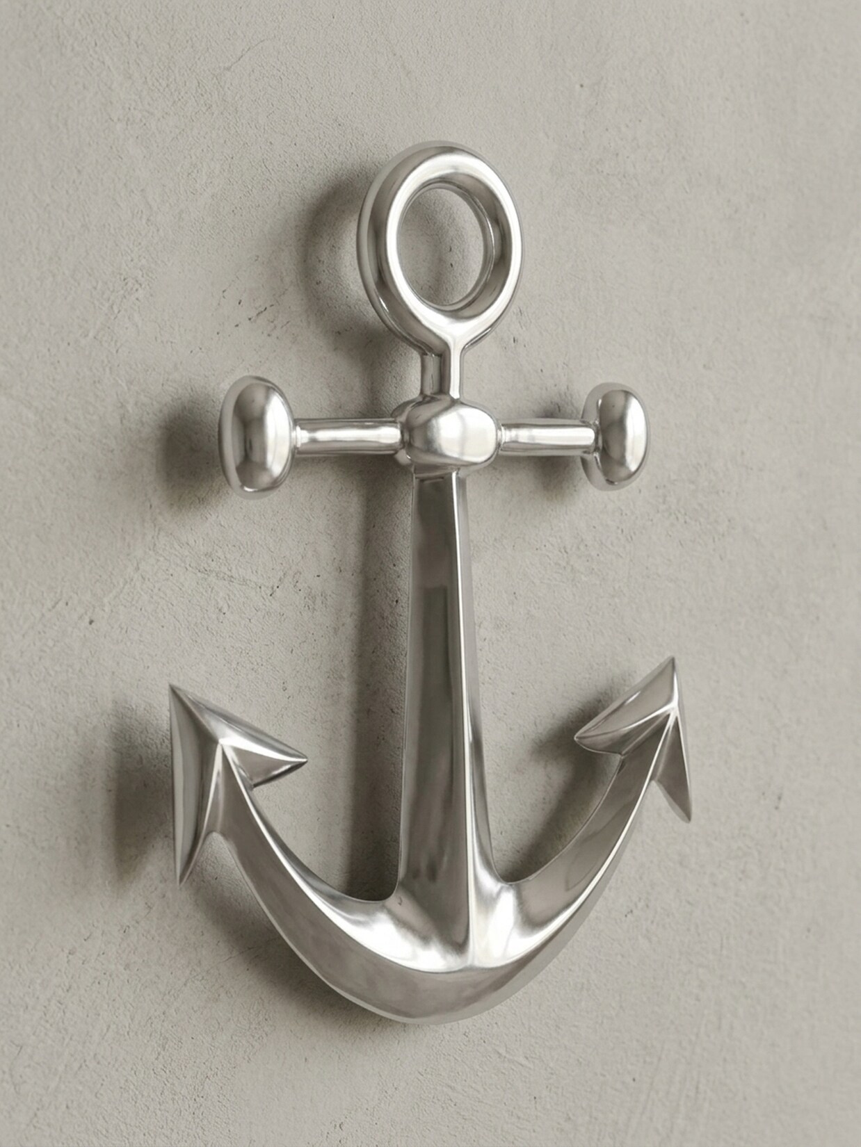 Wanddeko Dekofigur Anker Aluminium silberfarben poliert 62,5 cm im maritimen Stil