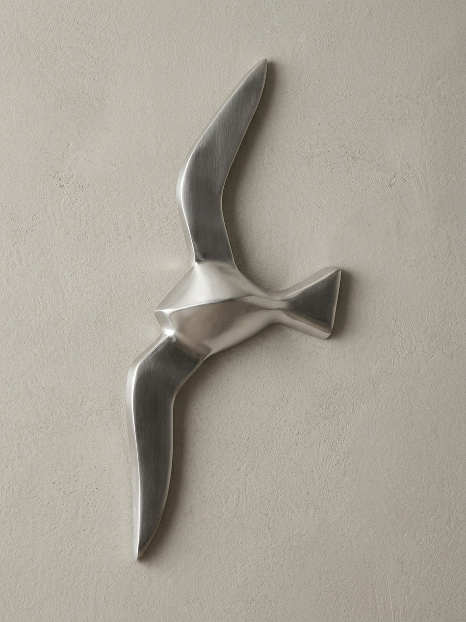 Wanddeko Dekofigur M&ouml;we Aluminium silberfarben poliert 30 cm zur Wandmontage 