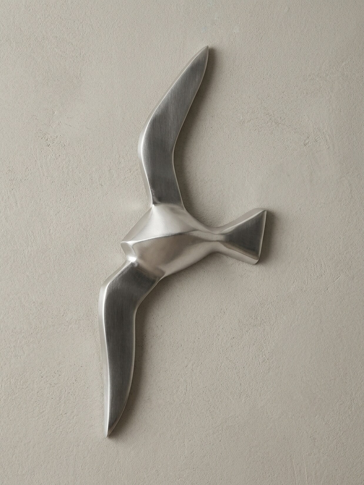 Wanddeko Dekofigur Möwe Aluminium silberfarben poliert 30 cm zur Wandmontage