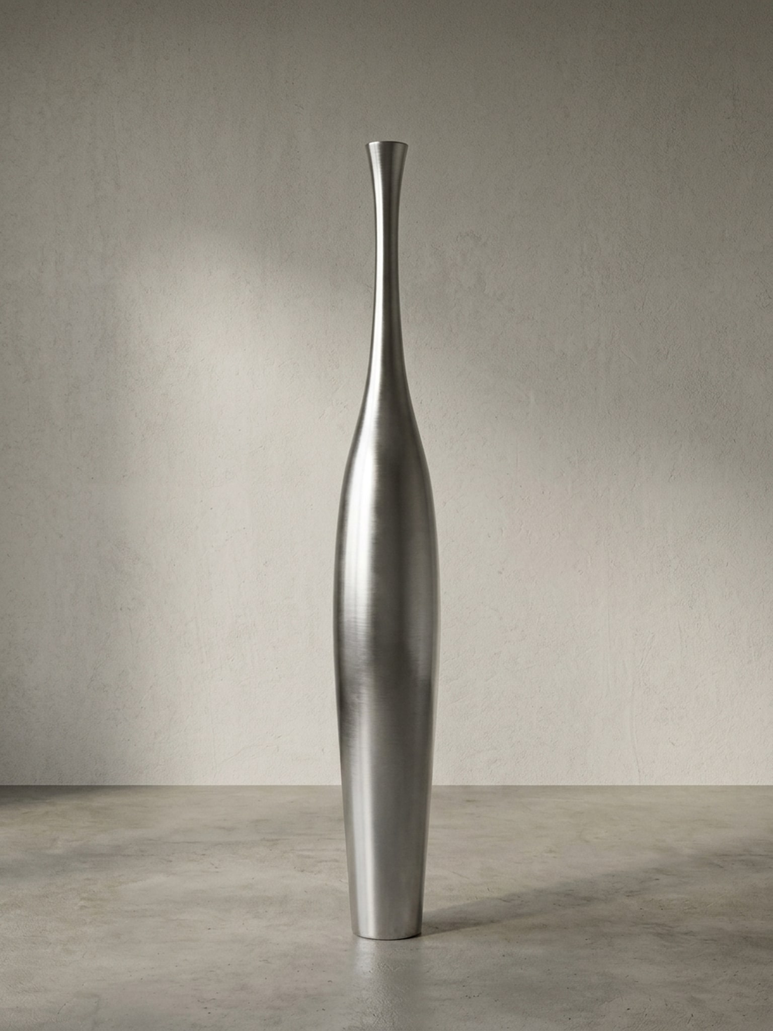 Vase Aluminium Modern Stil 75 cm hoch Silber mit einer &Ouml;ffnung 