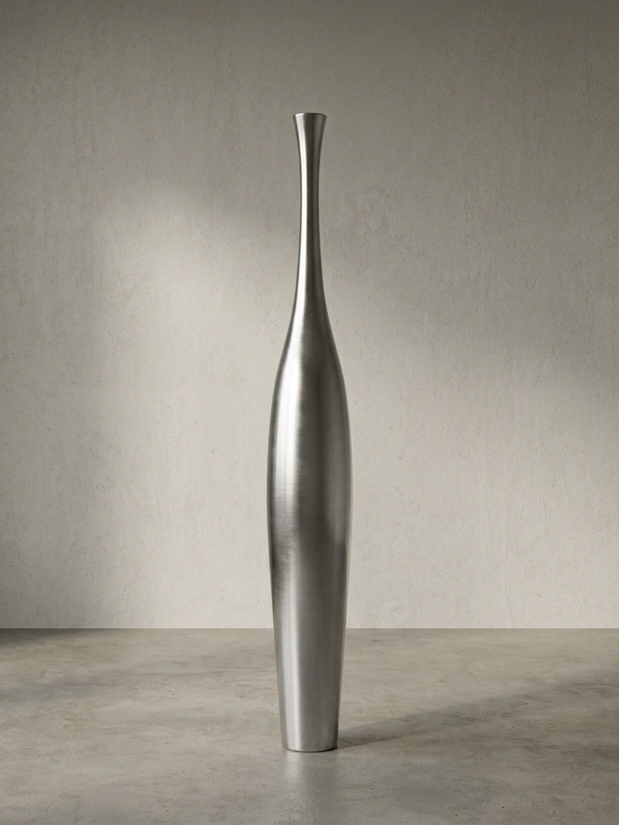 Vase Aluminium Modern Stil 75 cm hoch Silber mit einer Öffnung