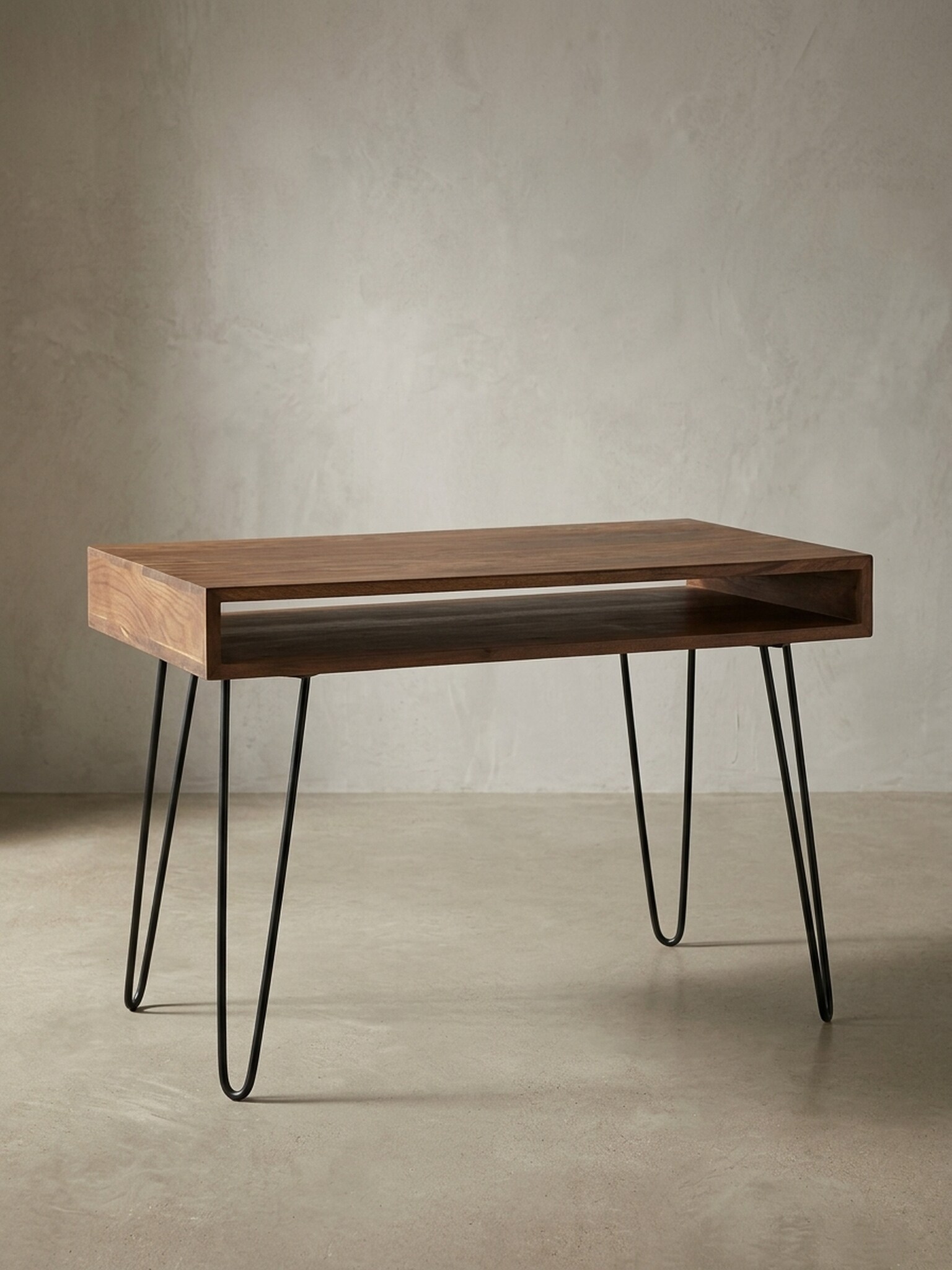 Schreibtisch &ndash; Massivholz, 110x60x76 cm, braun, Landhausstil, 1 Ablagefach 