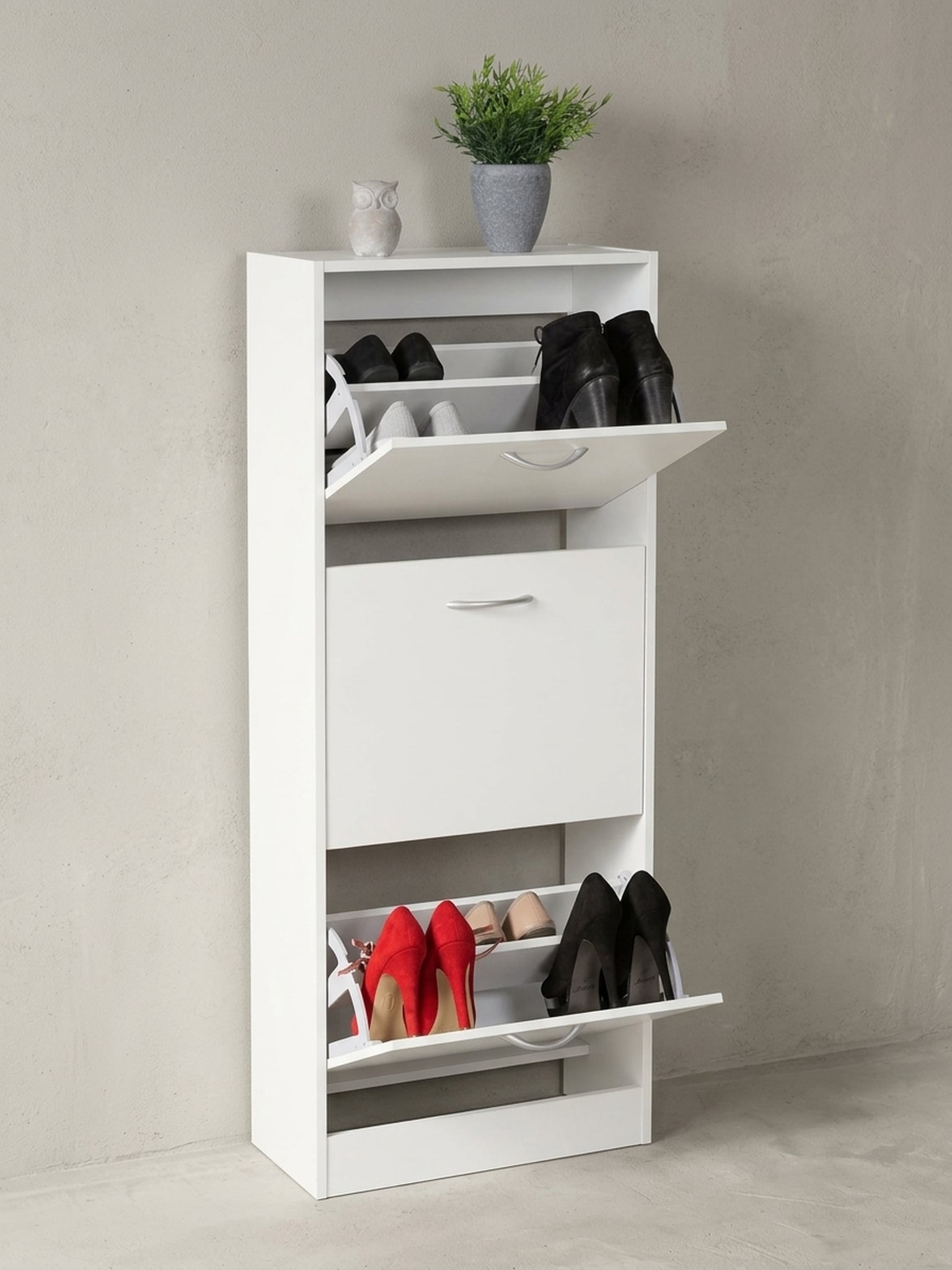 Schuhkipper &ndash; Wei&szlig;, 125 cm breit, 3 Klappf&auml;cher, f&uuml;r ca. 18 Paar Schuhe 