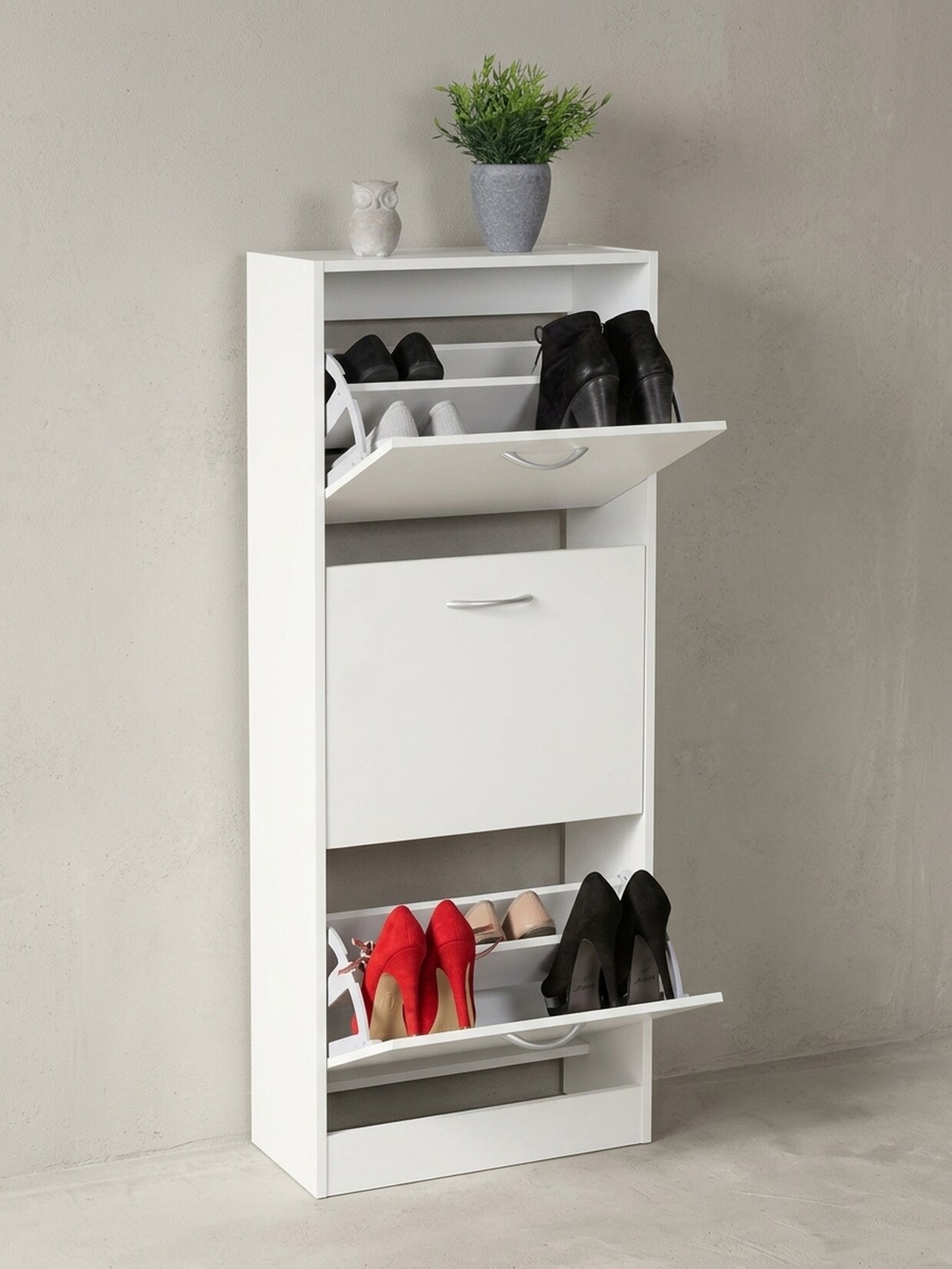 Schuhkipper – Weiß, 125 cm breit, 3 Klappfächer, für ca. 18 Paar Schuhe