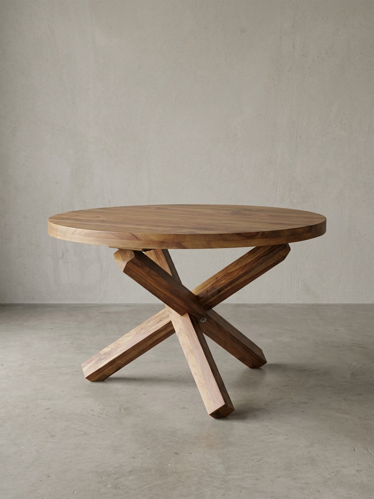 Esstisch Rund Massivholz Landhausstil BOHA, Dunkelbraun 120x120x75 cm 