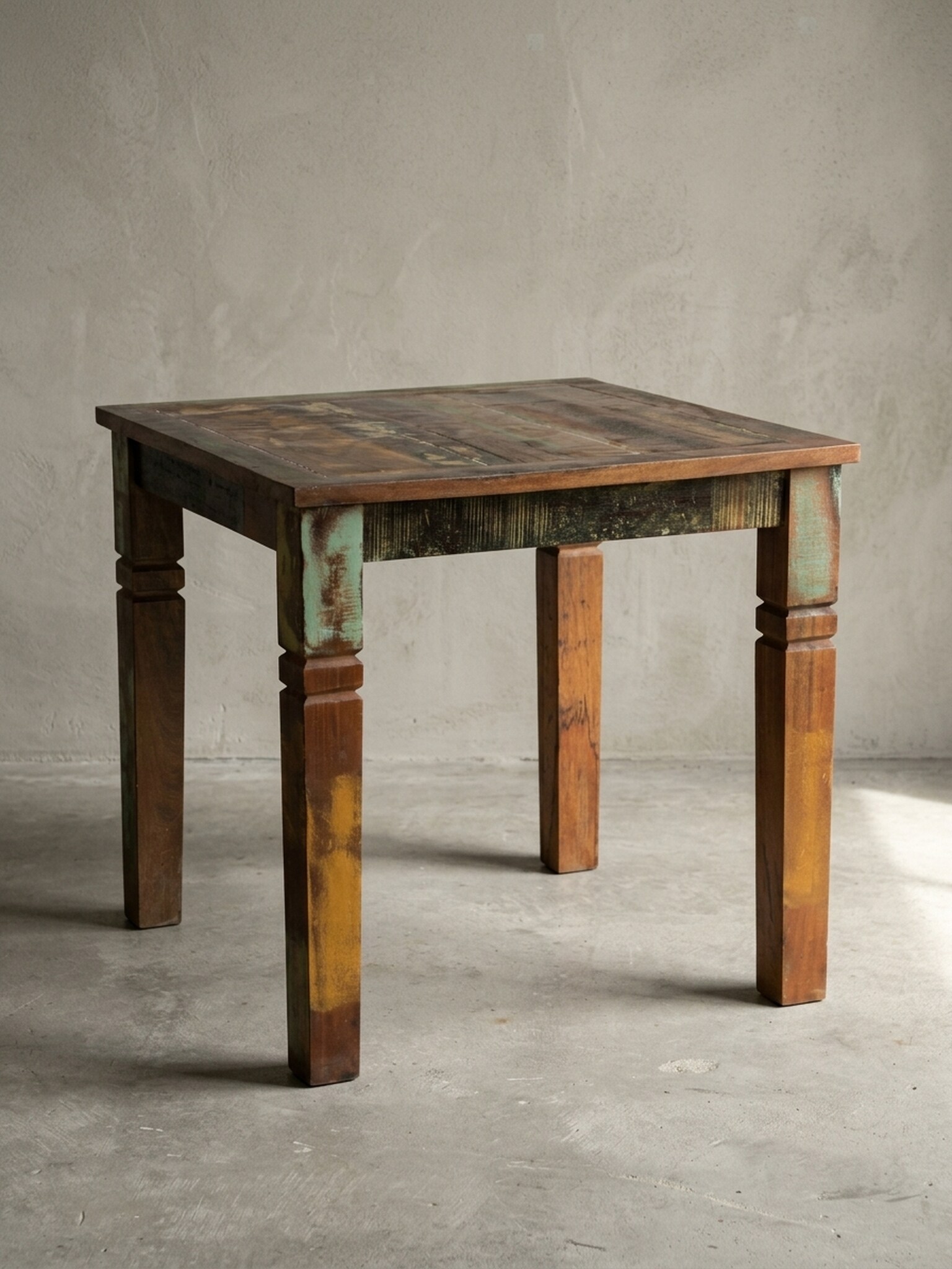 Esstisch Mango Massivholz Quadratisch Landhausstil WL5.077, Dunkelbraun 80x80x76 cm 