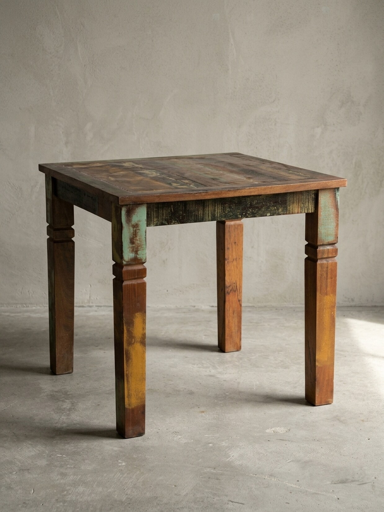 Esstisch Mango Massivholz Quadratisch Landhausstil WL5.077, Dunkelbraun 80x80x76 cm