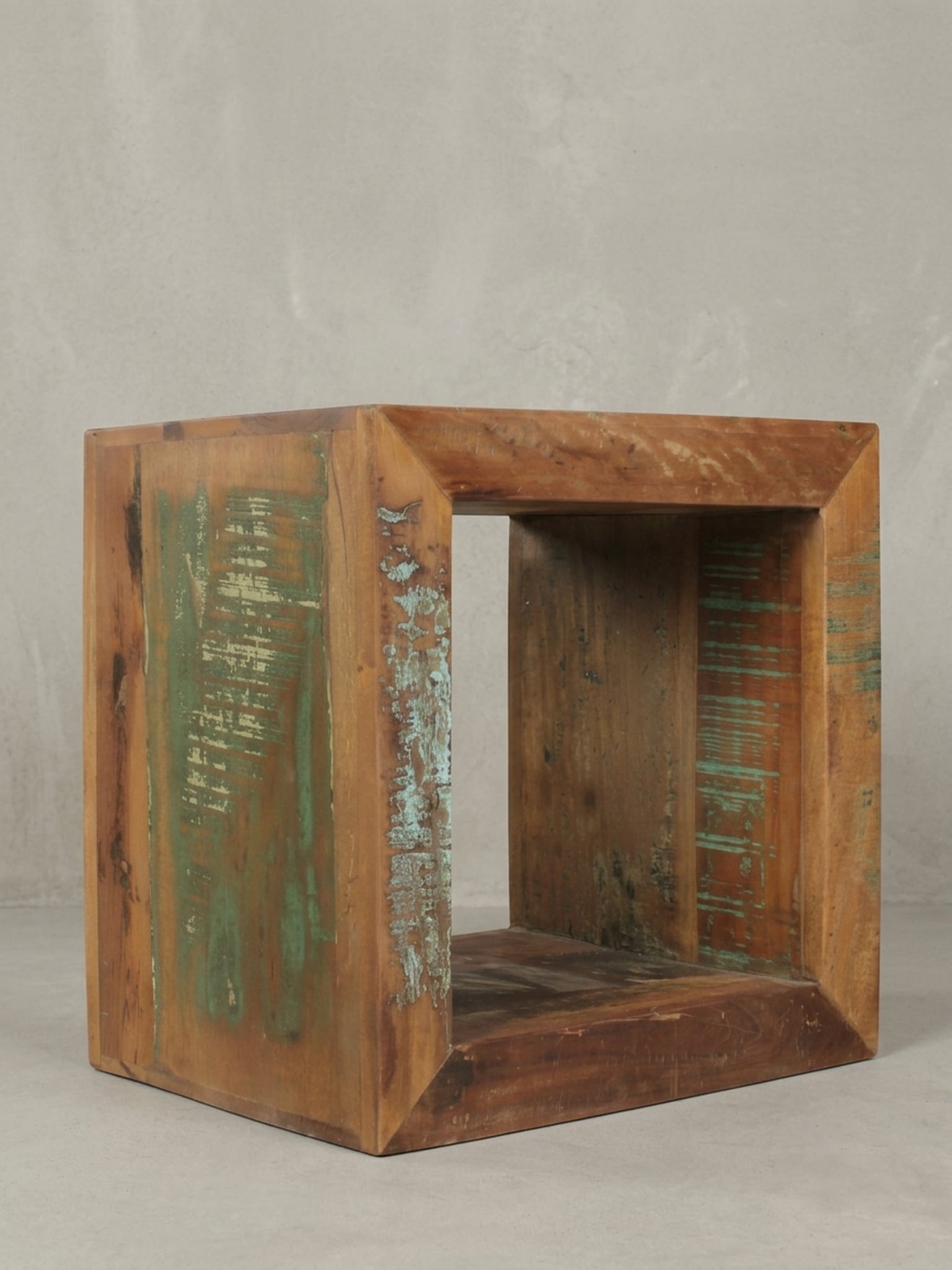 Beistelltisch &ndash; Massivholz Braun 45x45x35 cm mit Ablage 