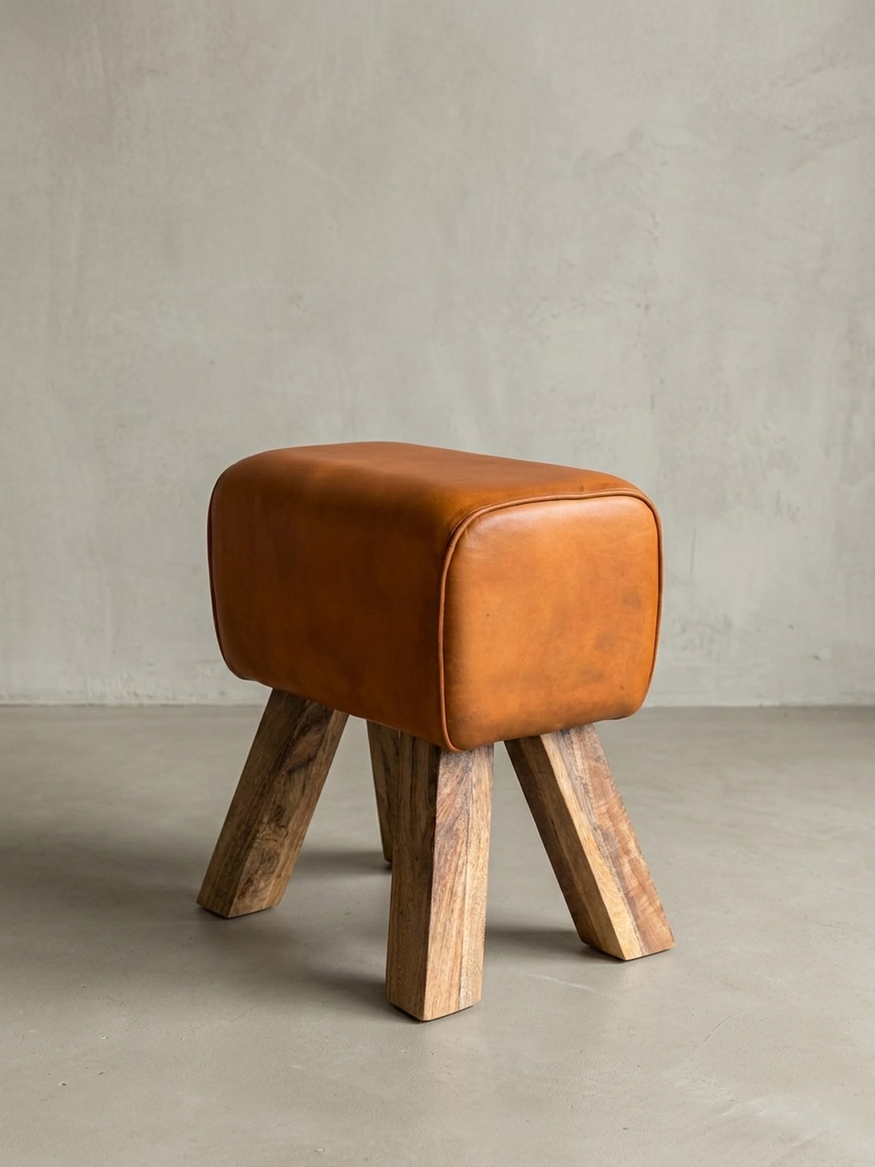 Sitzhocker – Echtleder, 40x30x47 cm, Turnbock-Design